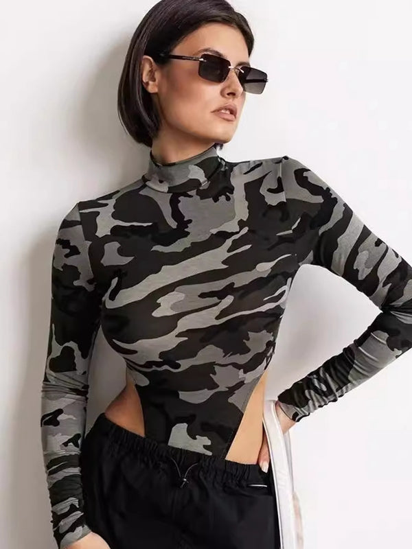 ZASUWA Women's Sexy Camouflage Bodysuit - Stretchy Lingerie for Date Night & Boudoir Photography | Plus Size Available