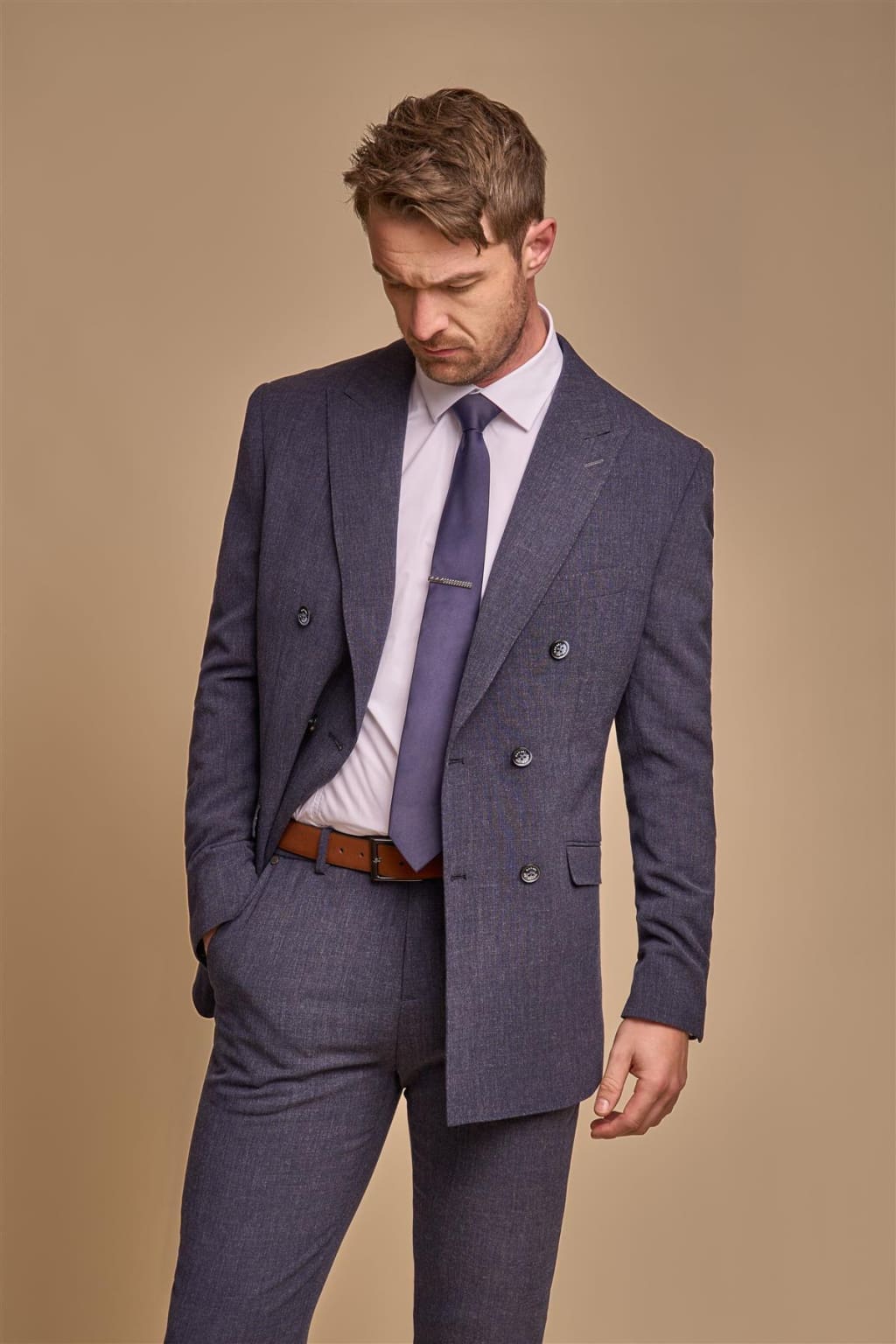Cavani Tokyo Navy Blue Double Breasted Blazer for Men - Premium Slim Fit Business Suit Jacket - Perfect for Office, Weddings & Formal Events