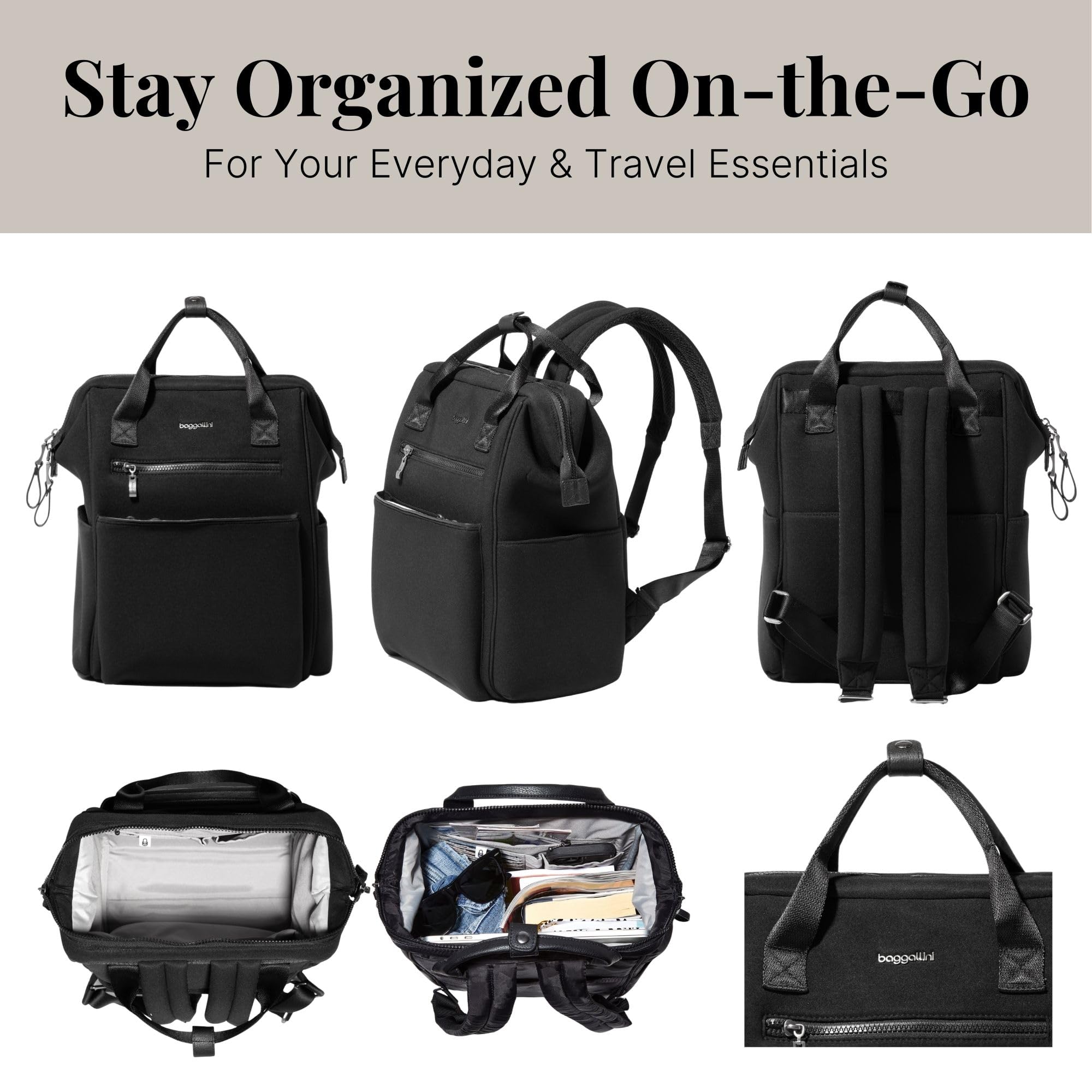 Baggallini Soho Backpack - Lightweight Water-Resistant Laptop Bag for Women Travel & Work