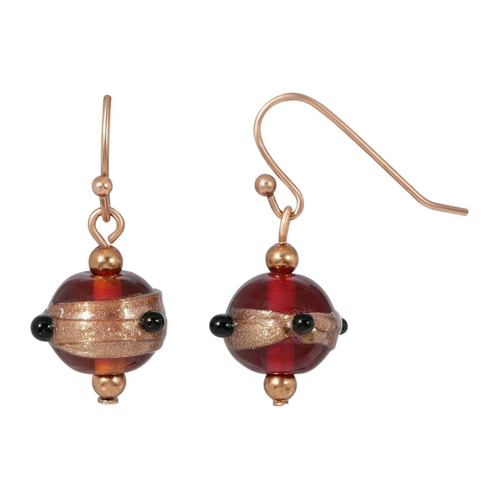 1928 Vintage Brown Glass Bead Wire Drop Earrings for Women - Bohemian Dangle Earrings for Party, Wedding & Evening Occasions