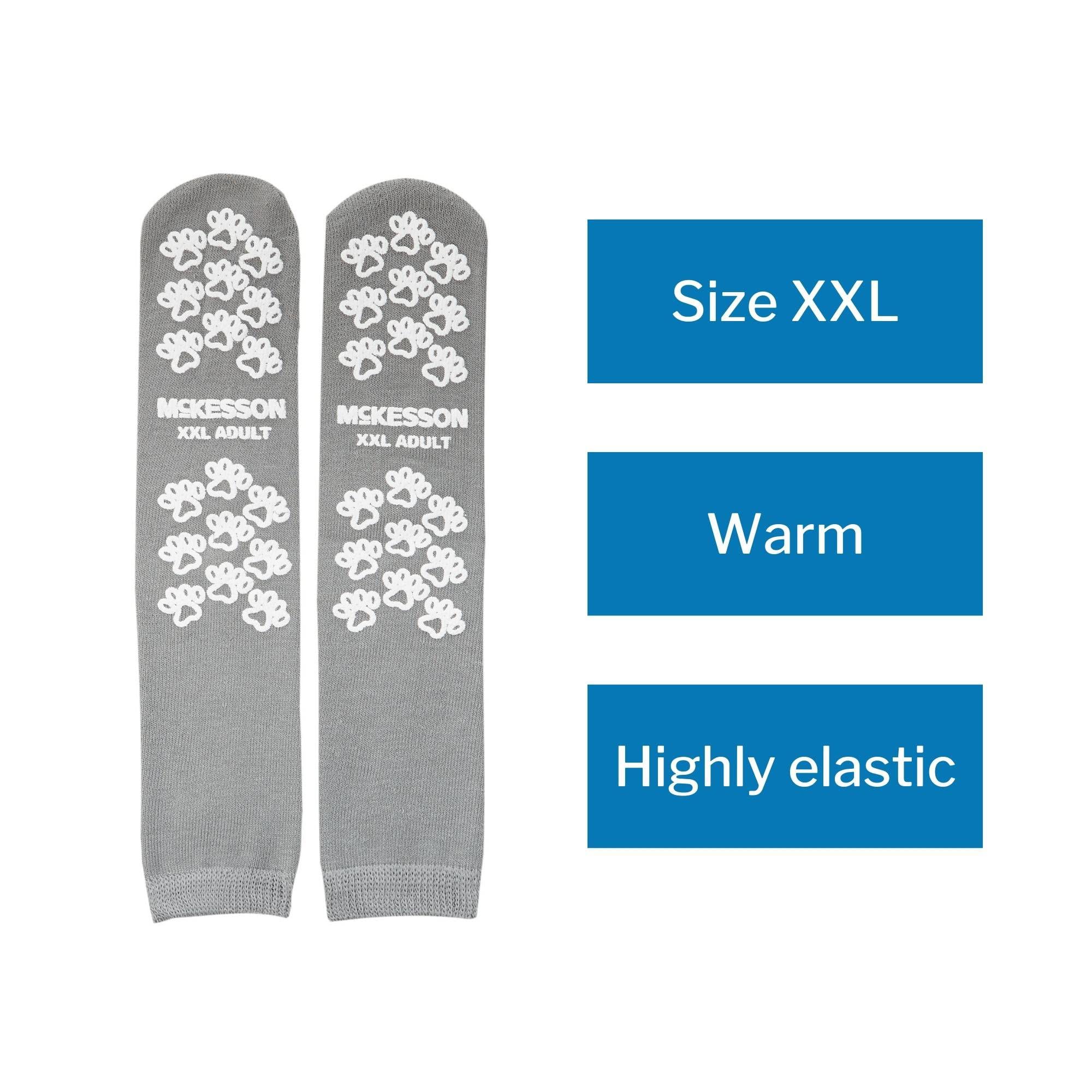McKesson Non-Slip Terry Slipper Socks for Adults - Grey, Shoe Size 10.5-11.5, 96 Pairs - Cozy Indoor & Hospital Grip Socks for Home, Nursing, and Recovery Comfort