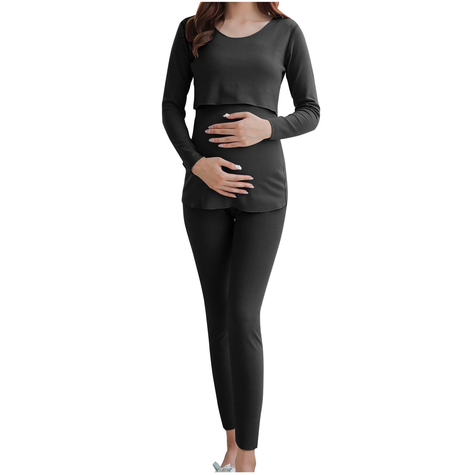 Comfortable Women's Postpartum Pajamas Set - Soft Long Sleeve Maternity Nursing Sleepwear for Breastfeeding & Pregnancy | Cozy Lounge Wear for New Moms at Home & Hospital Stay
