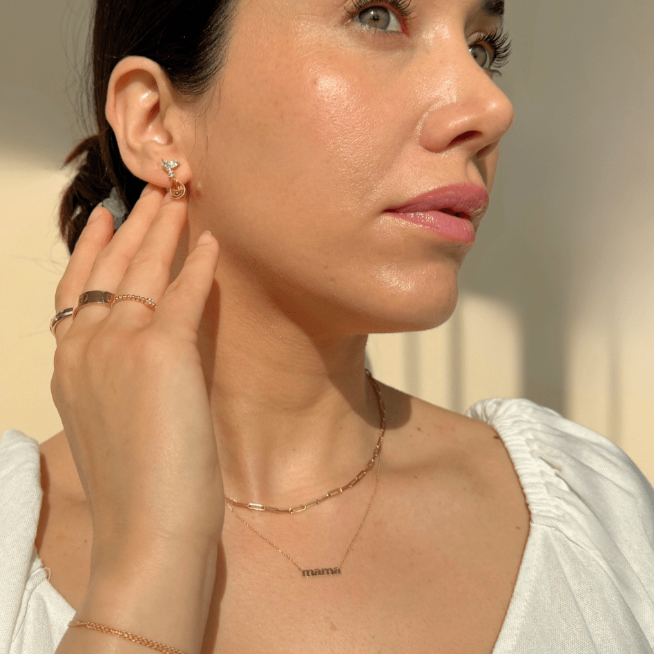 14k Solid Yellow Gold Mama Necklace - Personalized Mother's Jewelry Gift for Mom, Grandma, Wife - Perfect for Mother's Day, Birthday, Anniversary & Special Occasions