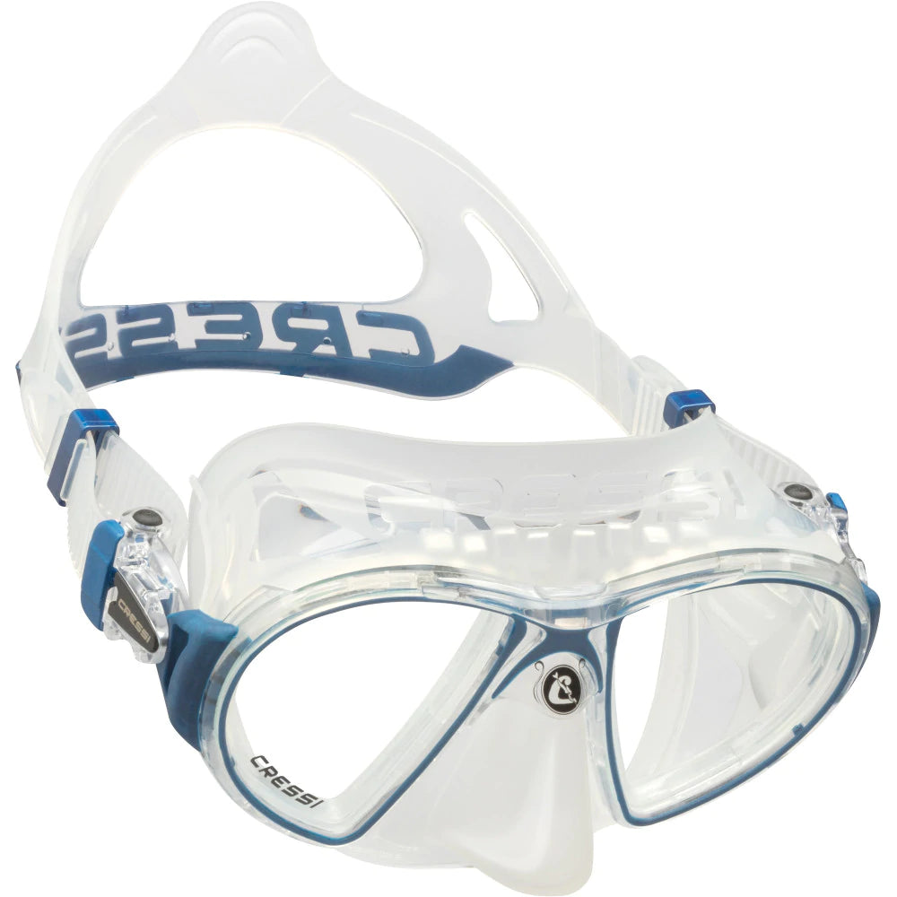 Cressi Zeus Clear Blue Metal Scuba Diving Mask - Snorkeling Gear for Adults & Kids - Perfect for Underwater Exploration & Swimming