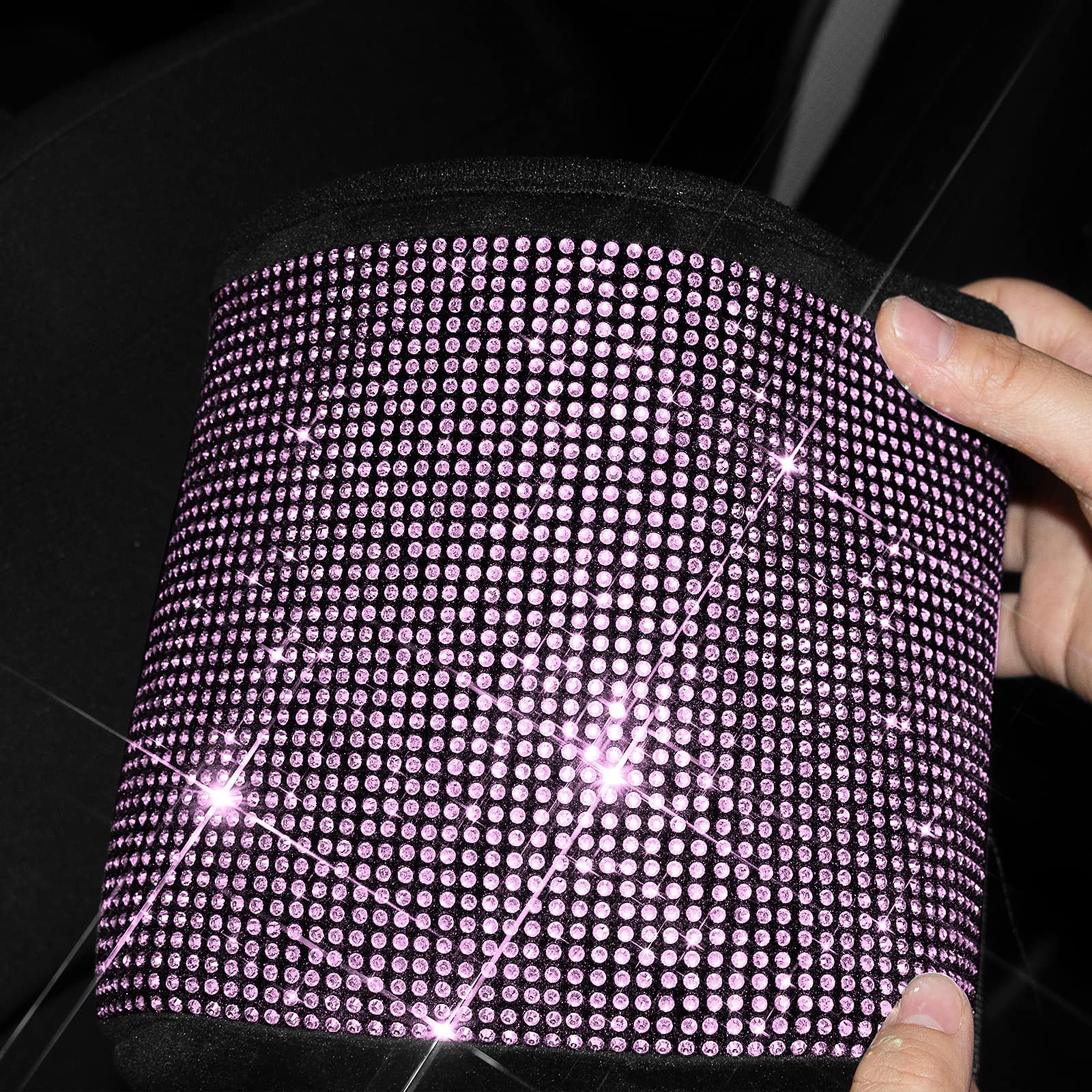 Premium Bling Crystal Car Seat Organizer - 2-Pack Pink Diamond Car Accessory for Front/Back Seat Storage | Travel Caddy Bag & Garbage Pocket Bin | Perfect for Road Trips, Daily Commute & Family Car Organization
