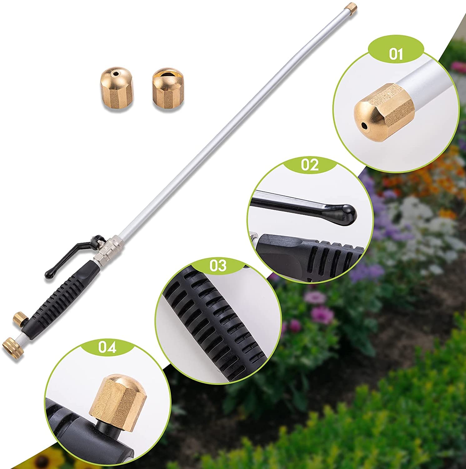 High Pressure Washer Gun with Nozzles - for Outdoor, Car & Deck Cleaning