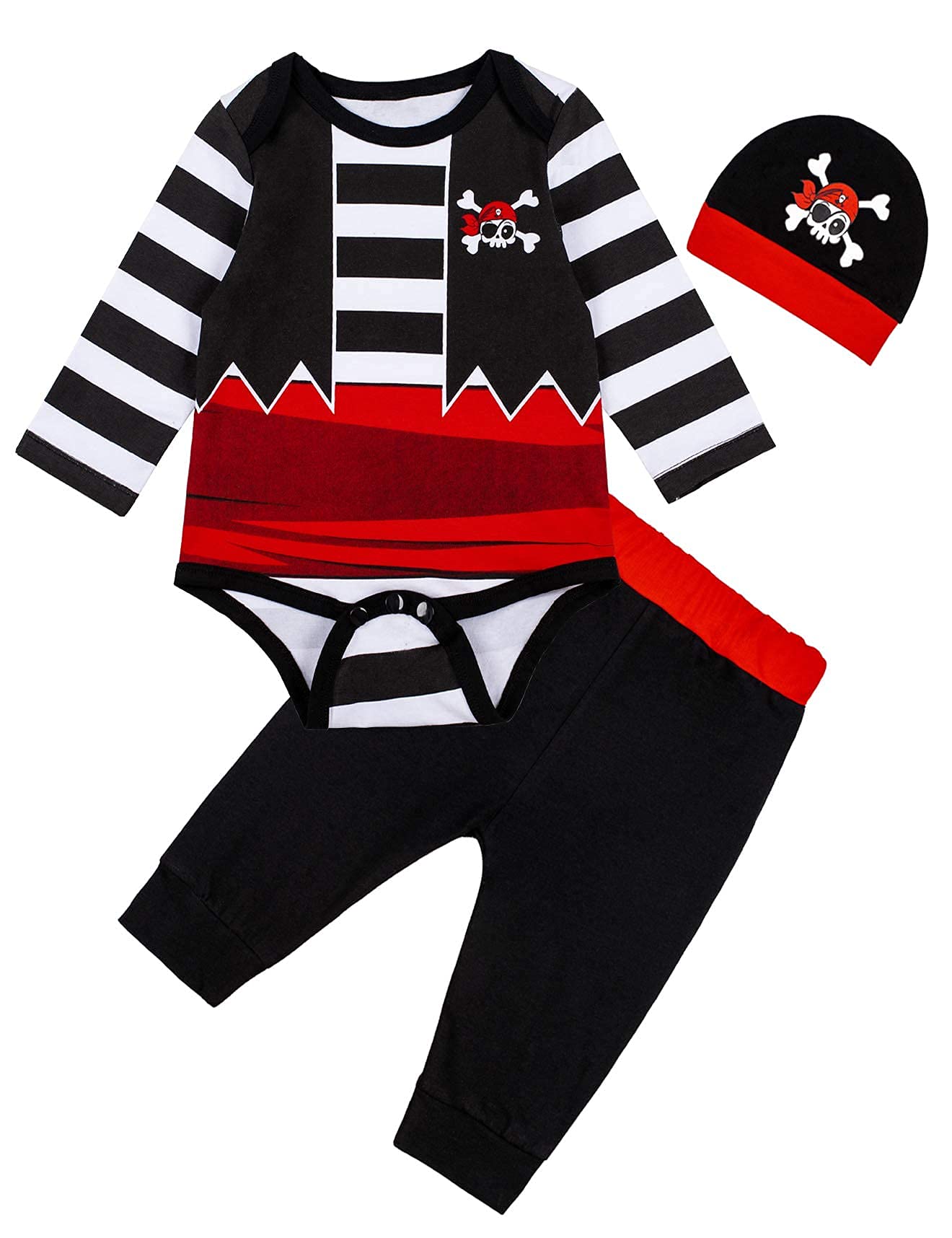 **Baby Boys Pirate Costume for Halloween - Infant Buccaneer Outfit with Hat & Vest - Perfect for Halloween Parties, Dress-Up & Photo Shoots**