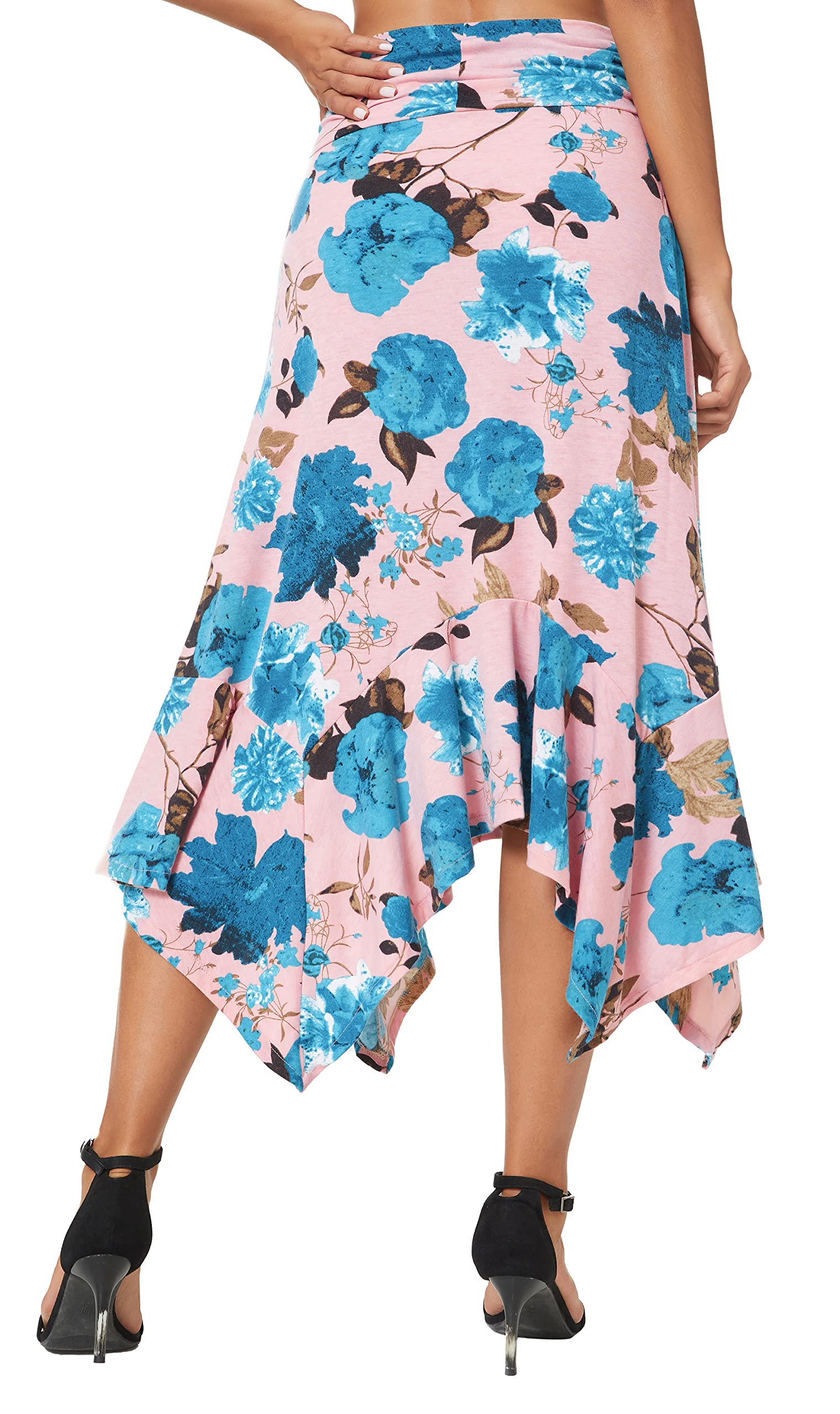 Urban CoCo Women's Flowy Stretchy Skirt - Handkerchief Hem Midi Skirt for Casual Wear, Beach, and Summer Outfits | Comfortable & Stylish Elastic Waist Skirt