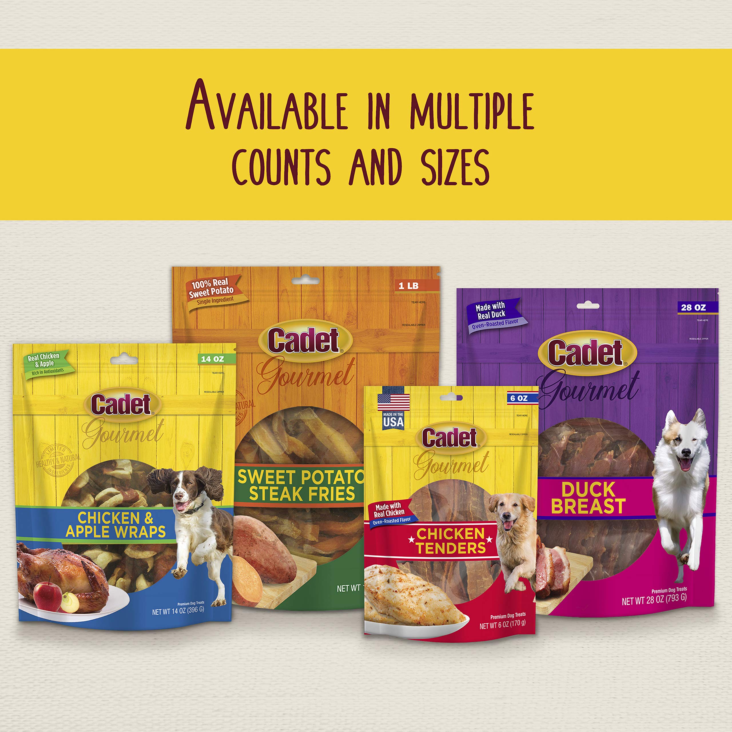 Cadet Gourmet Chicken & Apple Wrapped Dog Treats - Healthy Natural Training Snacks for Small & Large Breed Dogs - USA Inspected & Tested (14 oz) - Perfect for Reward Training, Travel & Daily Treats