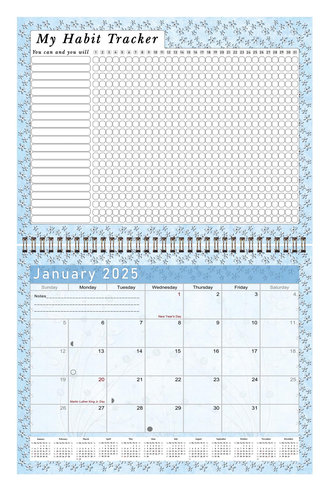 2025 Monthly Desktop & Wall Calendar Planner with Habit Tracker - Daily Weekly Monthly Goal Setting Motivational Journal - Inspirational Productivity Tool (Edition #018) - Perfect for Office, Home & School Organization