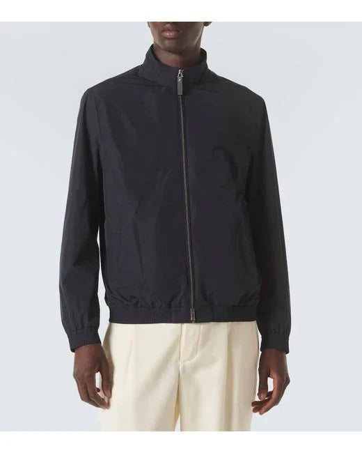 CANALI Men's Solid Color Lightweight Windbreaker Jacket - Water-Resistant & Breathable for Outdoor Activities, Travel & Casual Wear