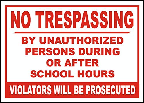 Vinyl Safety & Warning Stickers Bundle - No Trespassing After School Hours, Warehouse Signs - 3 Pack (3.5