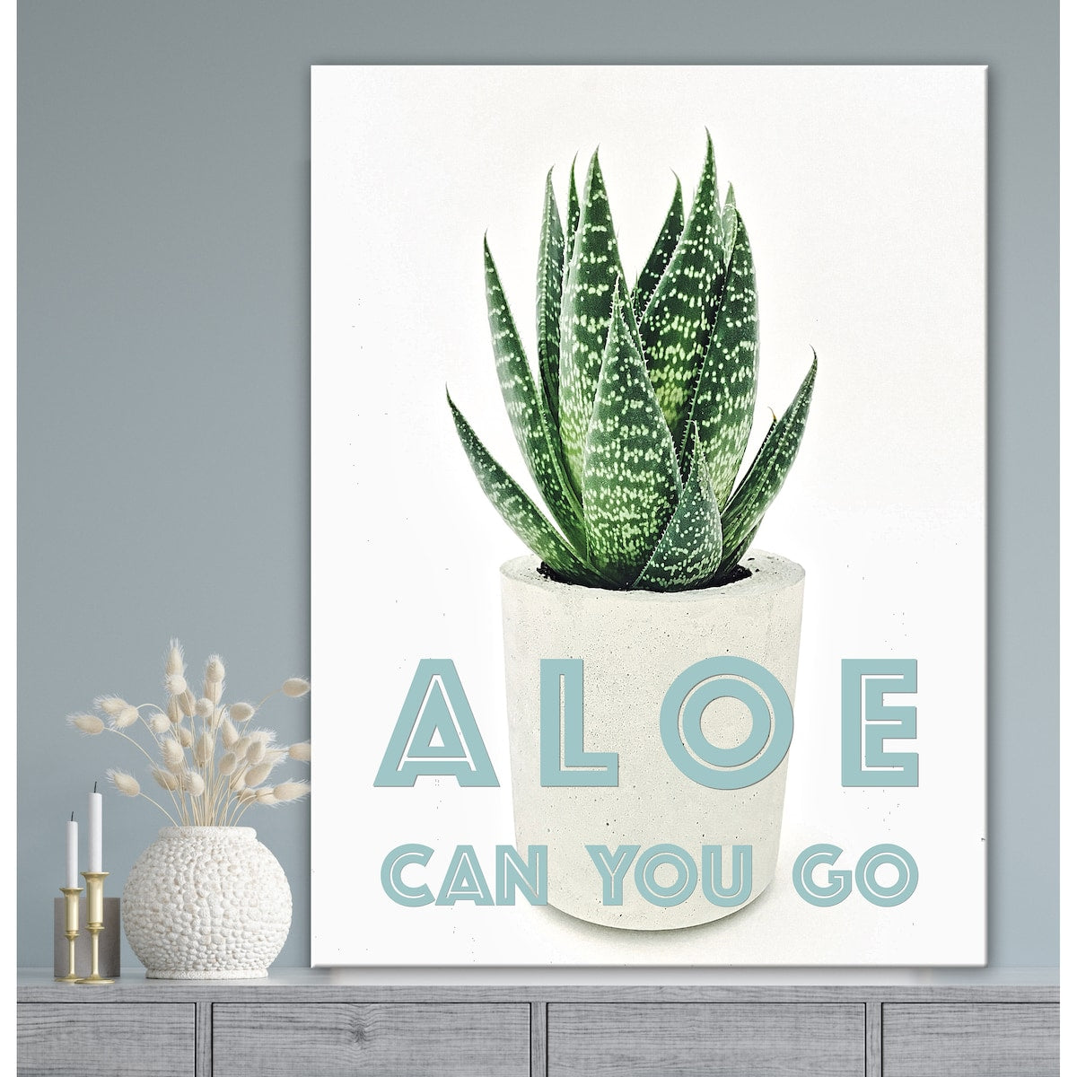 Aloe Can You Go Floral Gallery Wrapped Canvas Wall Art by Norman Wyatt Home - Perfect for Living Room, Bedroom & Office Decor