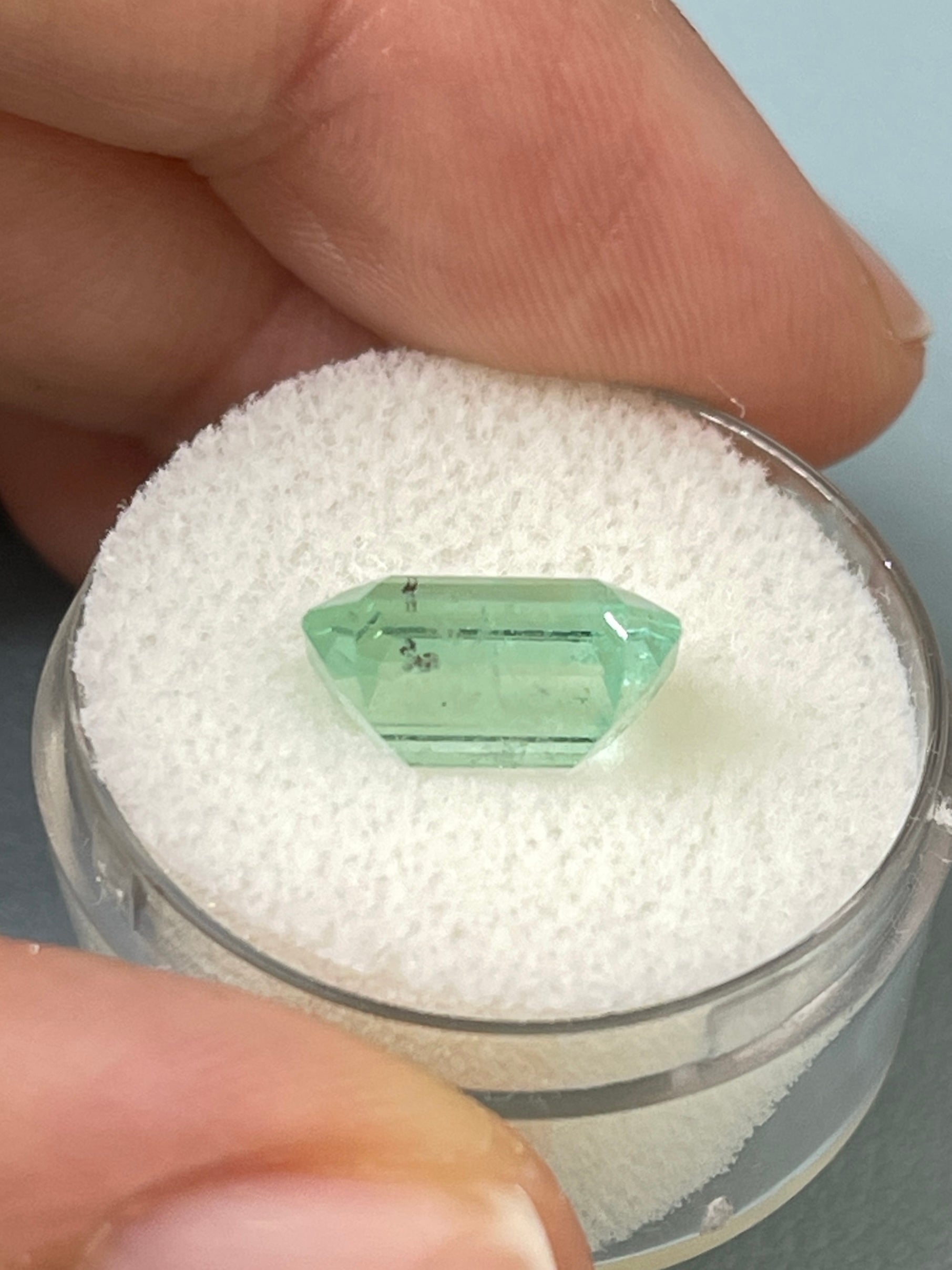 4.06 Carat 11x9mm Natural Colombian Emerald Loose Gemstone - Classic Emerald Cut, Light Green with Freckles for Jewelry Making, Engagement Rings & Fine Collections