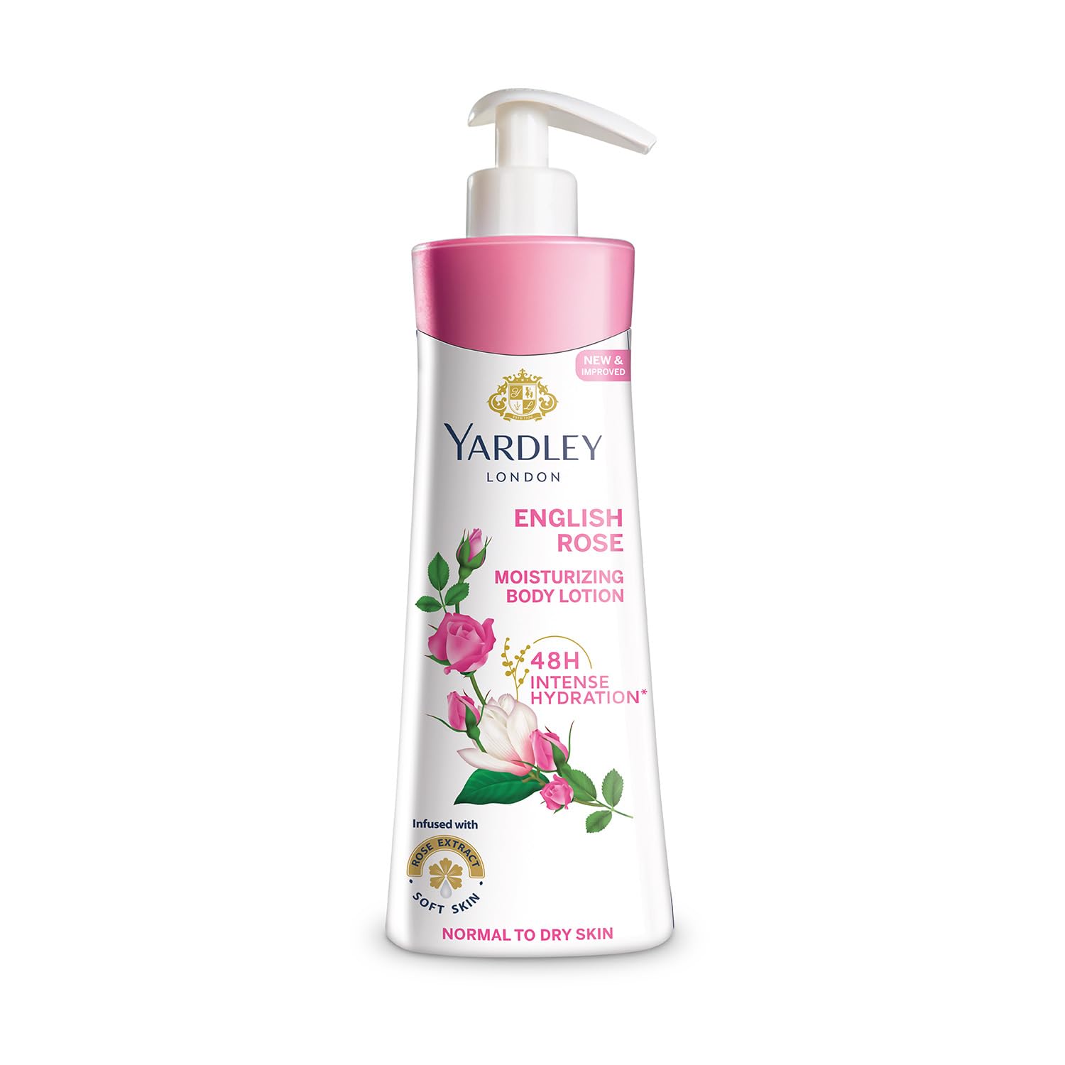 Yardley London English Rose Moisturizing Body Lotion with Germ Shield | Enriched with Rose & Geranium Oil | Daily Hydrating Hand & Body Lotion with Vitamin C & B3 for Women | 400ml | Perfect for Dry Skin Care & Daily Moisturizing Routine