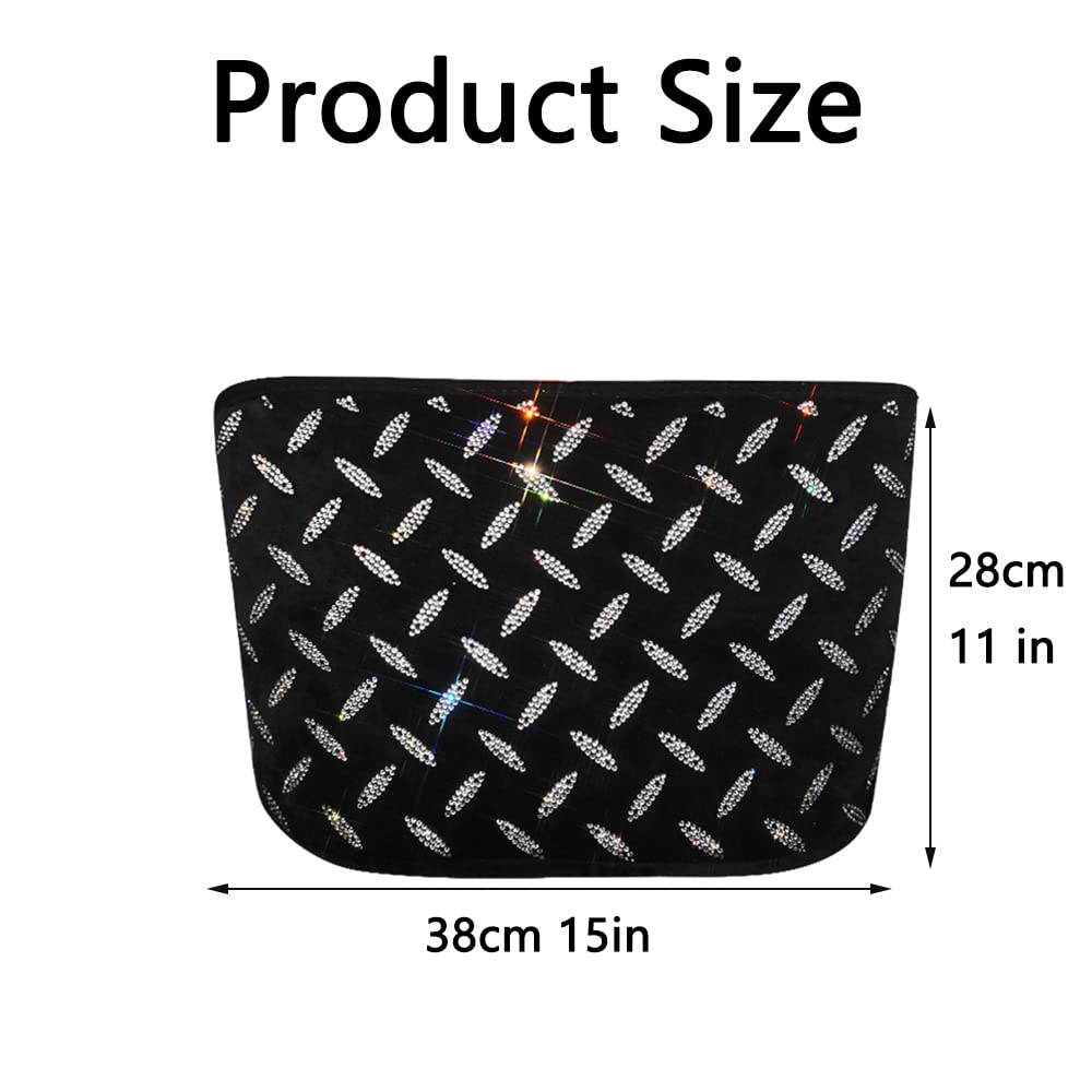 Sparkling Rhinestone Car Trash Bag - Hanging Car Garbage Can with Storage Pockets, Glamorous Car Accessory for Women (Black) | Perfect for Road Trips, Commuting & Keeping Your Vehicle Clean