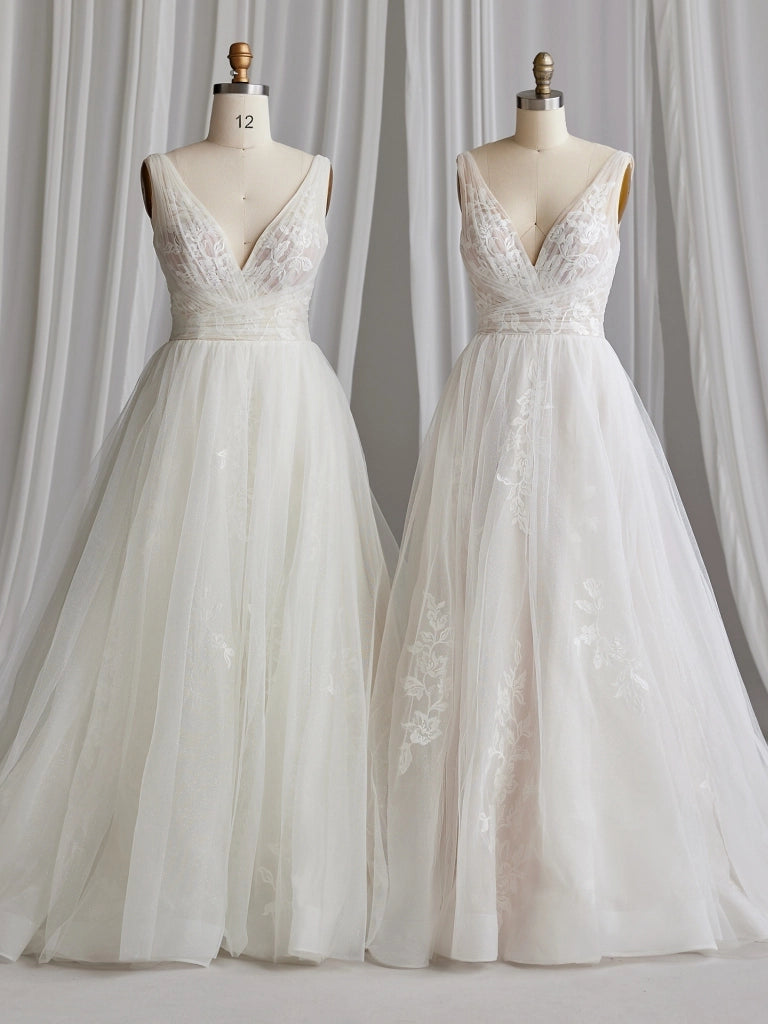 Teona by Maggie Sottero - Elegant Lace Wedding Dress with Illusion Neckline | Perfect for Bridal Gowns, Formal Events & Special Occasions