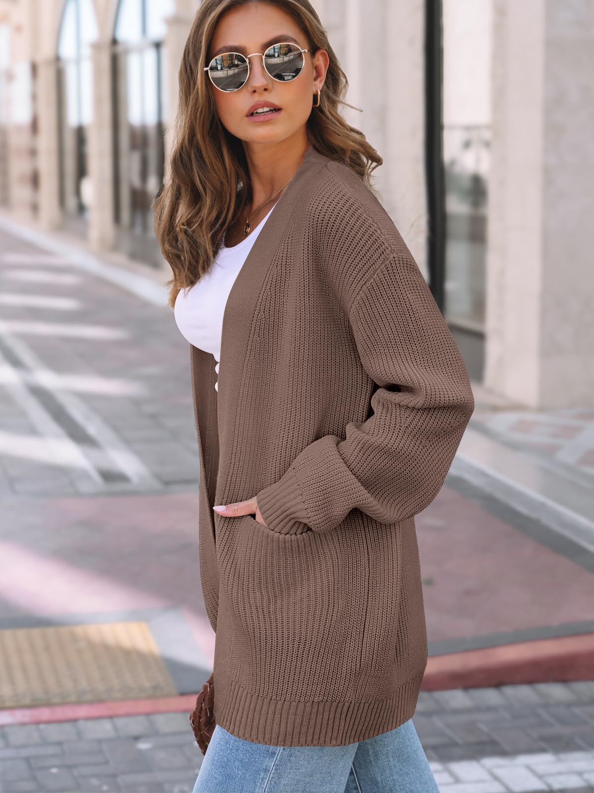 LILLUSORY Women's Oversized Cardigan Sweater - Soft Knit Long Open Front Cardigan with Pockets | Cozy Fall Winter Layering for Work, Travel & Home