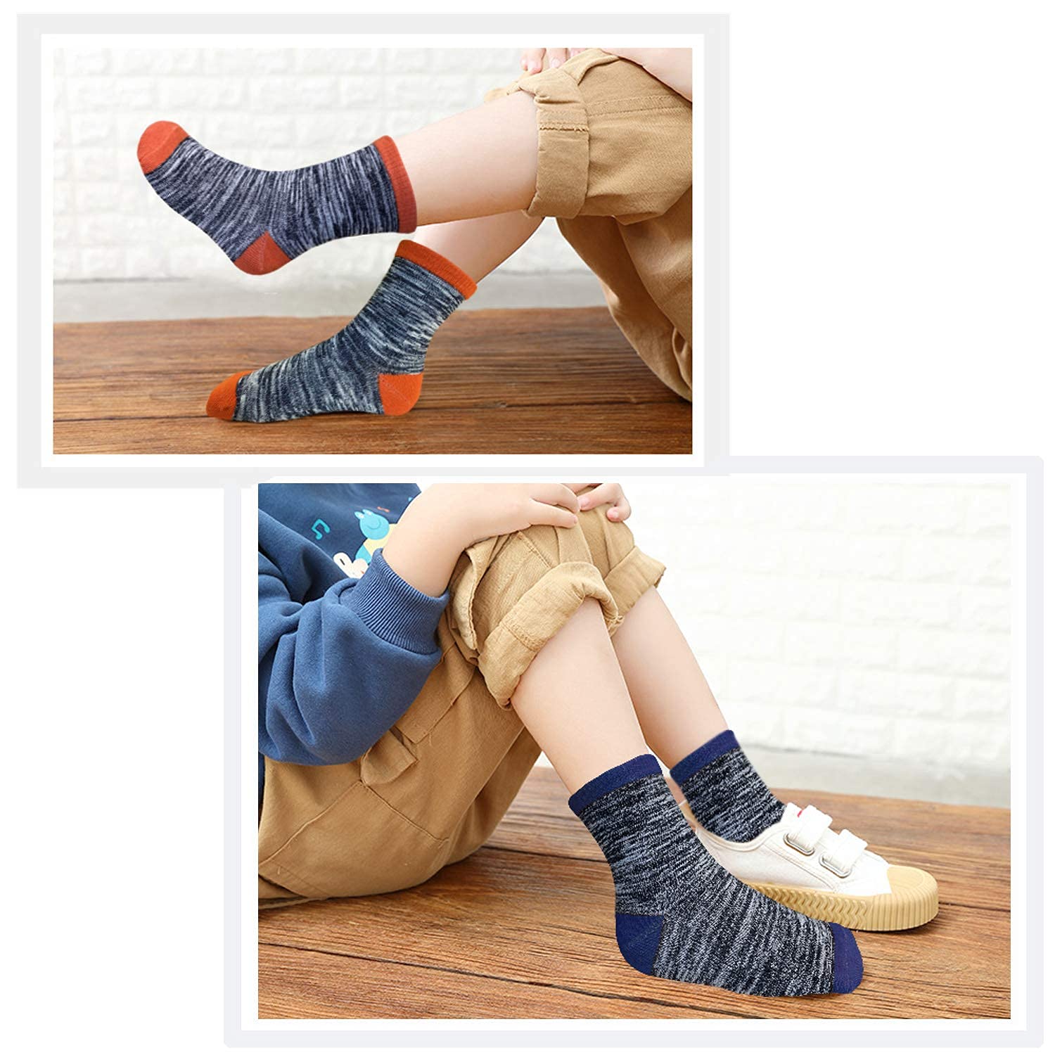 JAMEGIO Boys Socks 12 Pairs - Soft Cotton Crew Socks for Toddler & Kids, Breathable Athletic Socks for School, Sports & Daily Wear