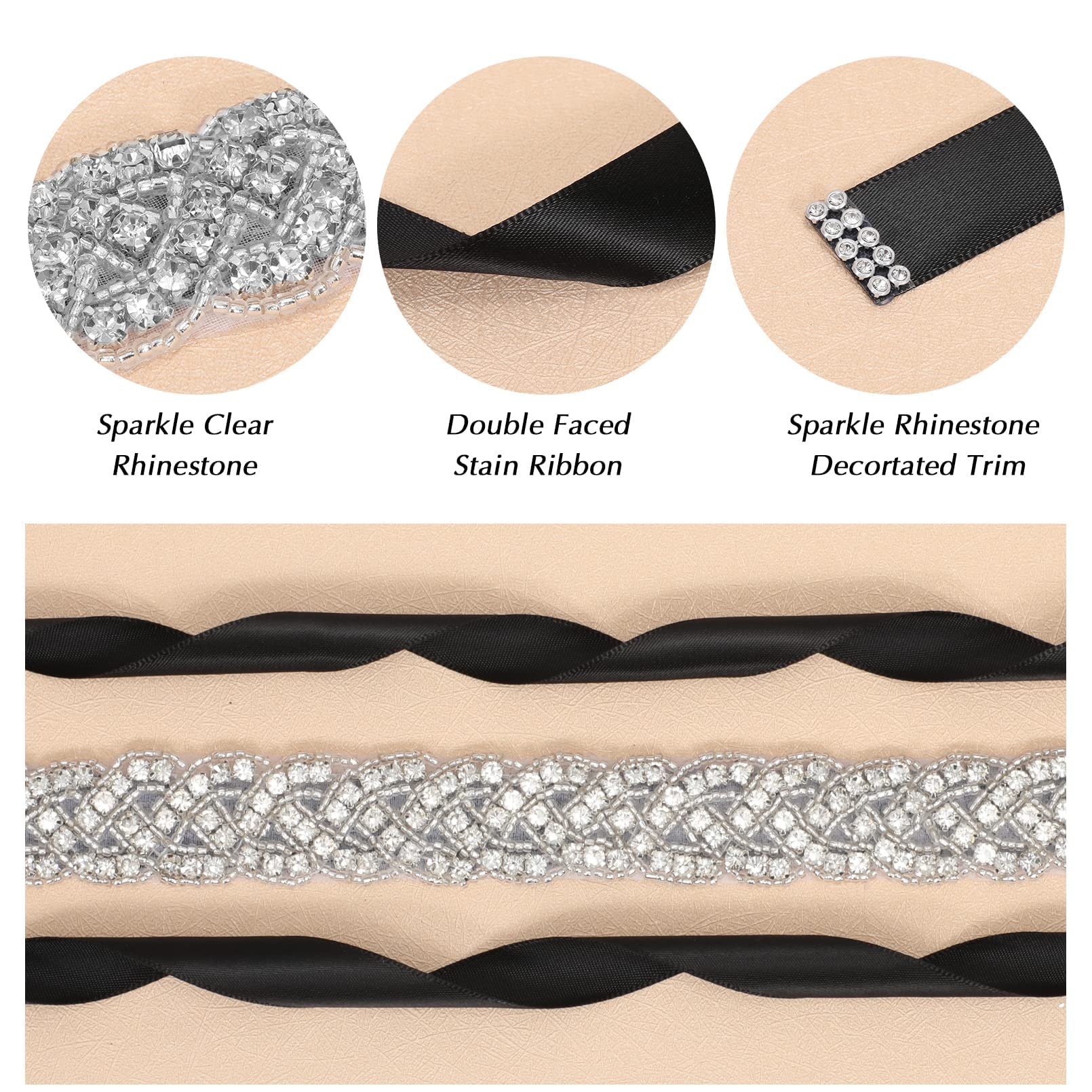 Handmade Crystal Rhinestone Braided Wedding Dress Sash Belt - Elegant Bridal Belt for Gowns & Evening Dresses | Perfect for Bridal Showers, Weddings & Formal Events