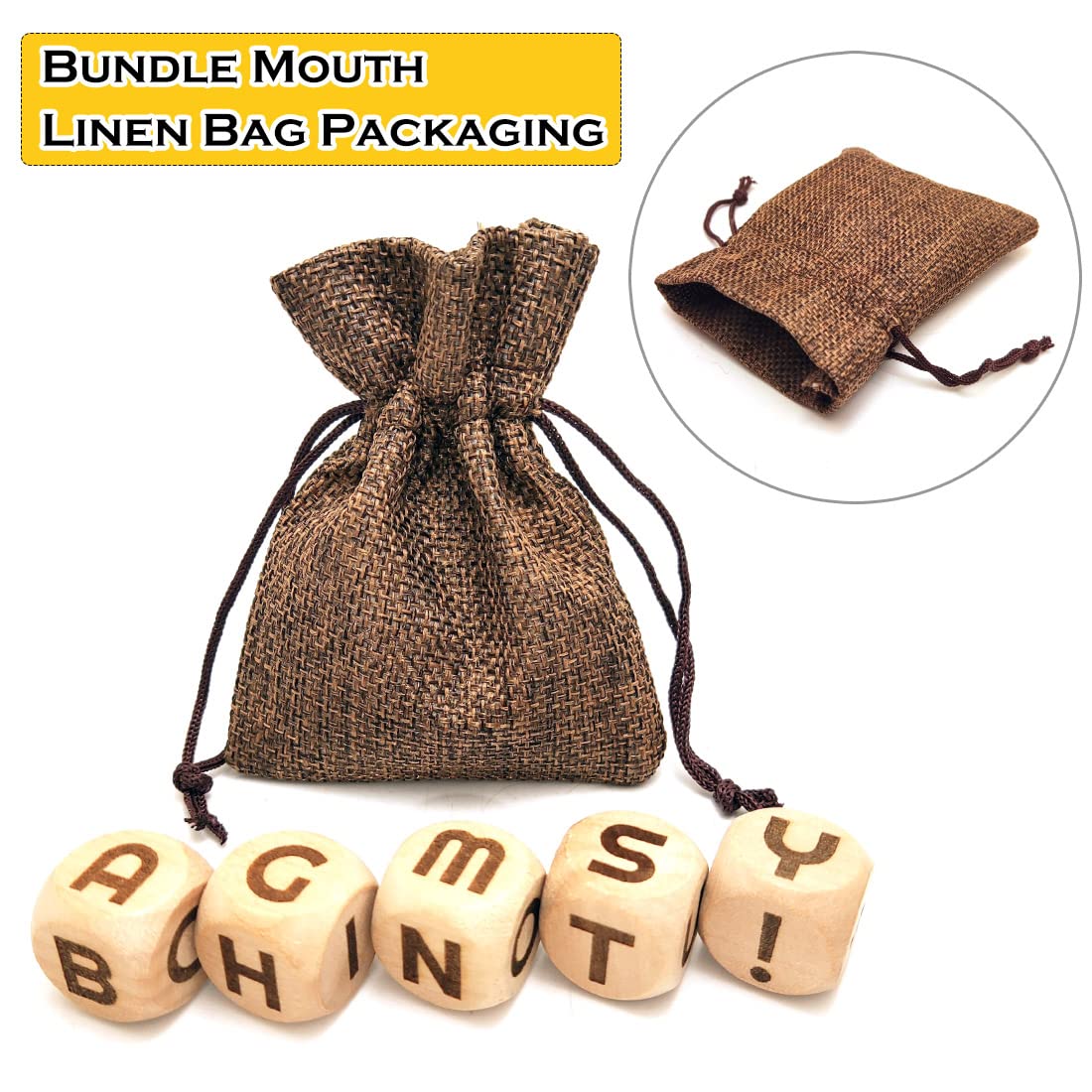 20MM Creative Wooden Letter Dice Set - 5 Pieces Laser Engraved A-Z Alphabet Cubes for Board Games, Party Games & Family Game Night (Perfect for Scrabble, Word Games & Educational Activities)