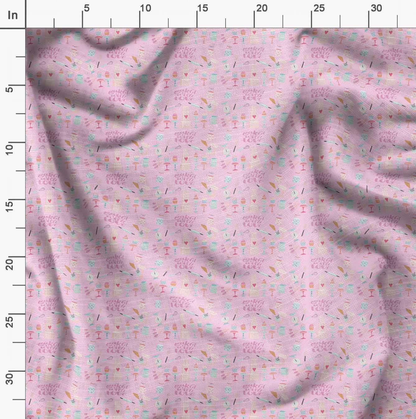Soimoi Moss Georgette Pink Fabric by The Yard - 42 Inch Wide Floral Printed Fabric for Dresses, Curtains & DIY Crafts - Cupcake Delight Party Prints - Sweet Whimsical Patterns for Weddings, Baby Showers & Home Decor