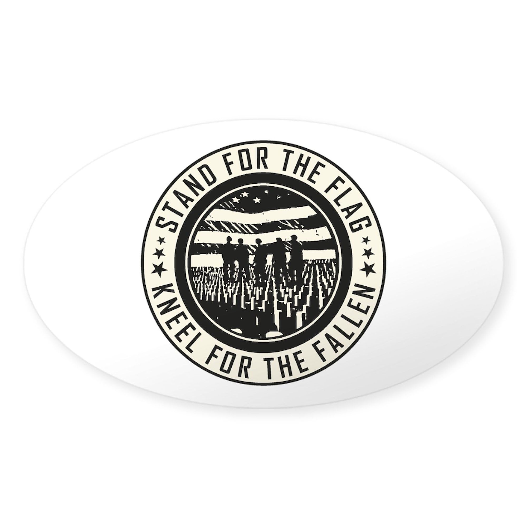 Kneel for The Fallen Car Bumper Sticker - Oval Decal for Vehicles & Laptops
