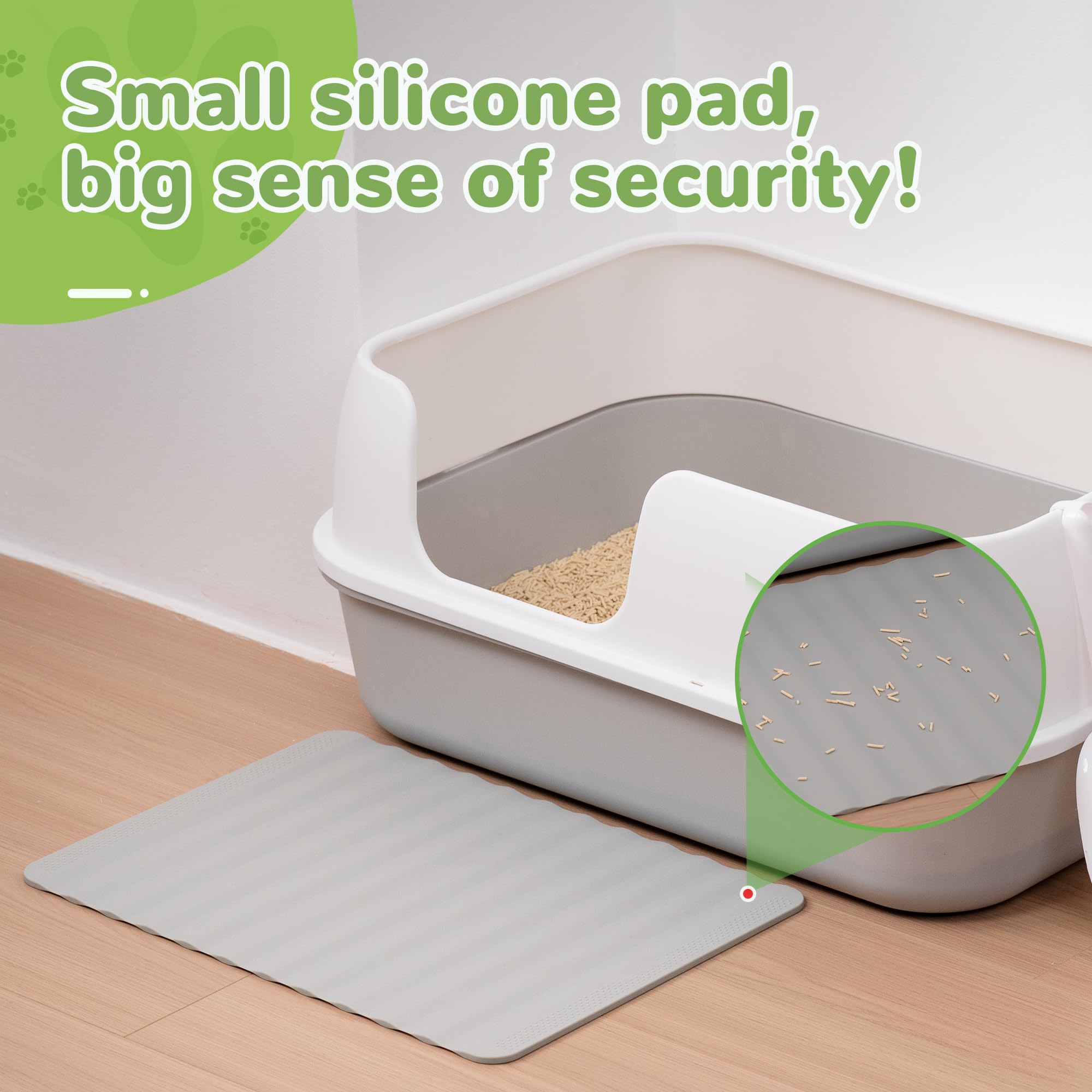 Li&Zhao Waterproof Pet Feeding Mat - Non-Slip Dog & Cat Food Bowl Mat for Floors, Easy Clean Durable Placemat for Pet Food & Water Dishes (Grey) - Perfect for Messy Eaters & Spill Protection in Kitchens or Outdoor Areas