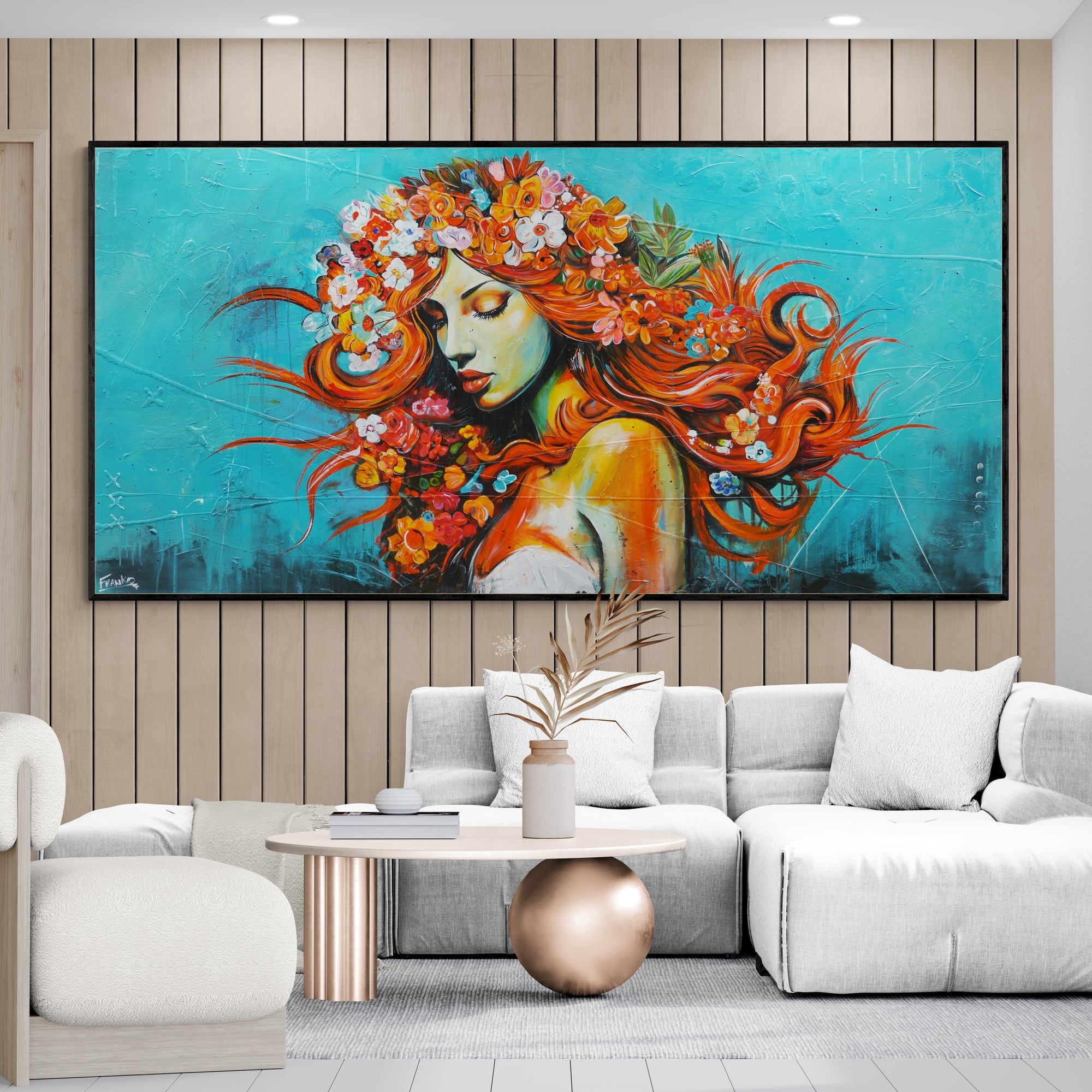 240cm x 120cm Ivy Textured Abstract Realism Canvas Wall Art - Modern Home Decor for Living Room, Bedroom & Office