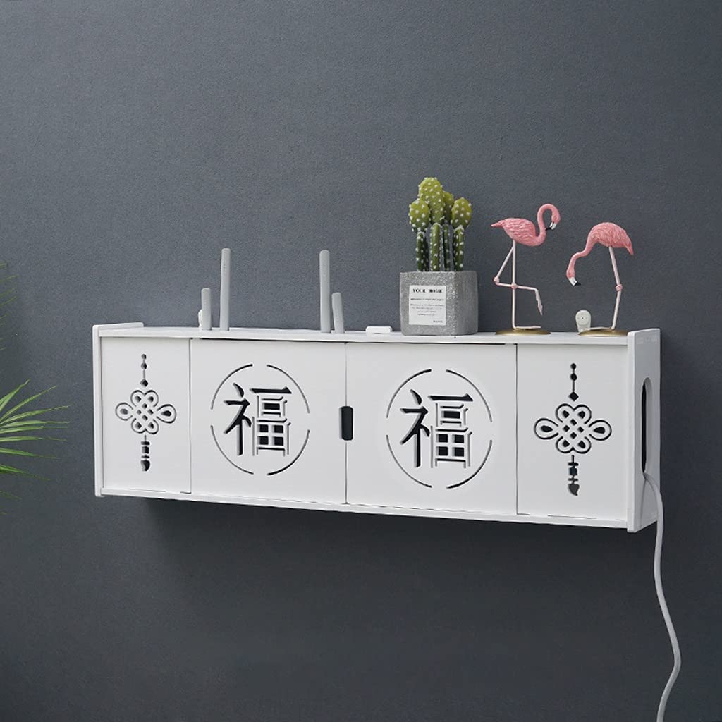 Large WiFi Router Storage Shelf - Wireless Router Organizer for TV Stand, Wall Mount, or Under Desk with Cable Management | Perfect for Home Office, Living Room & Gaming Setup
