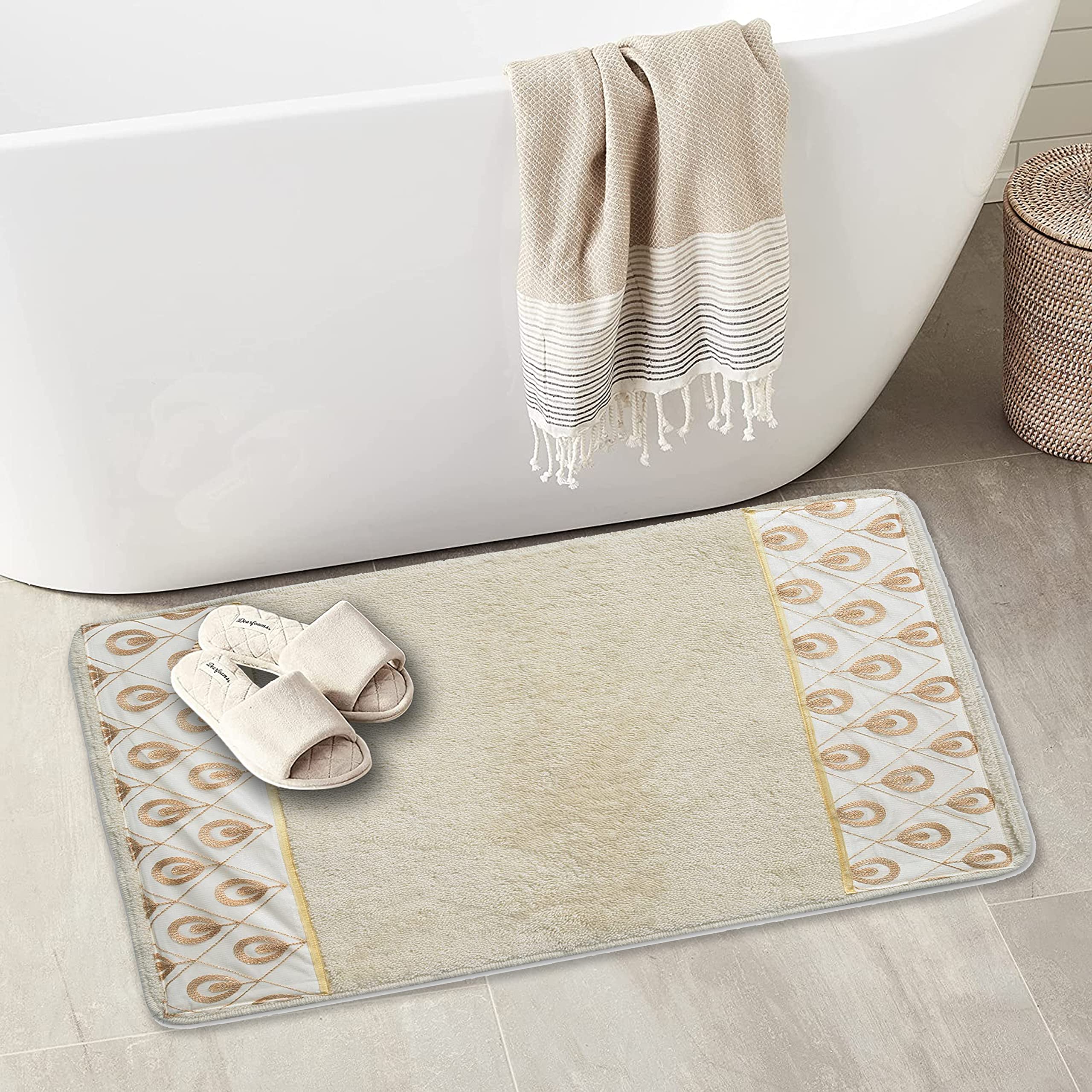 Seraphina Luxury Bath Rug - Soft Ivory Bathroom Mat for Shower & Tub - Non-Slip, Absorbent & Machine Washable - Perfect for Bathroom Decor & Spa Relaxation