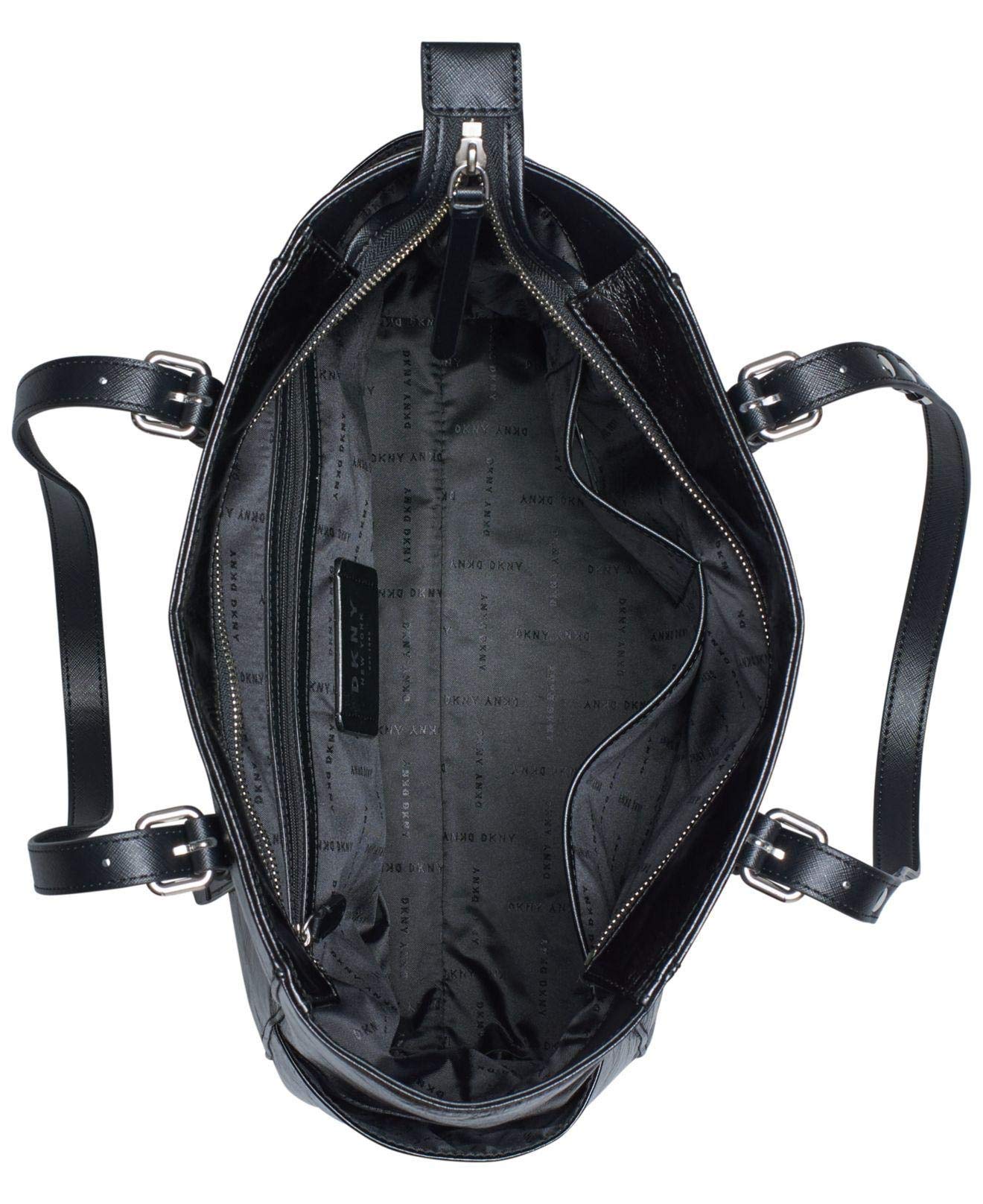 DKNY Naomi Black Leather Tote Bag for Women - Stylish & Spacious Handbag for Work, Travel & Everyday Use