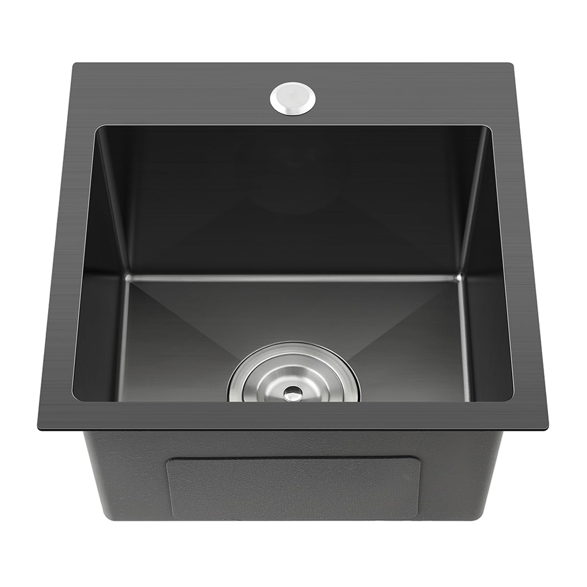 TSIBOMU 18x18 Inch Topmount Kitchen Sink - 304 Stainless Steel Single Bowl Drop-in Sink with Single Faucet Hole, Black - Perfect for Small Kitchens, Bars, and RV Remodeling