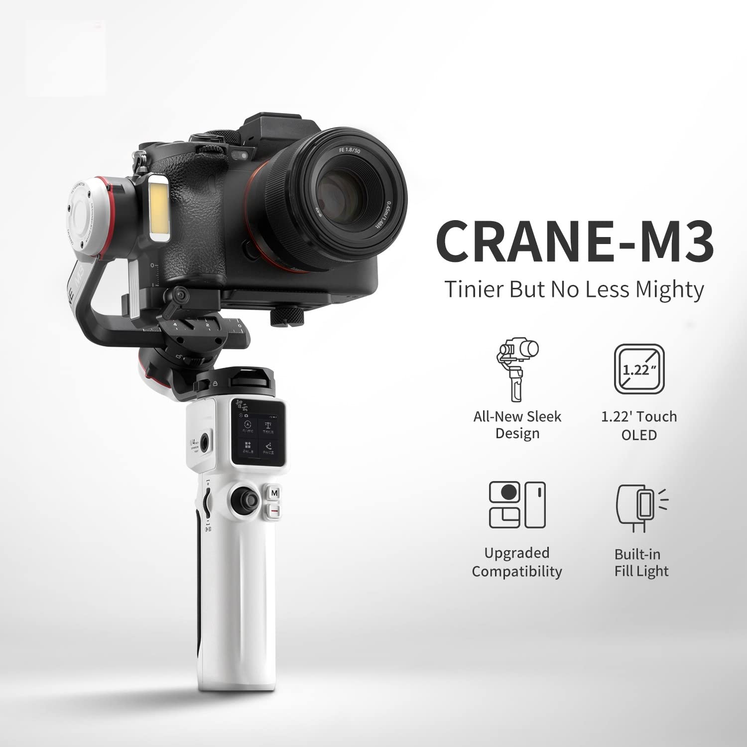 Zhiyun Crane M3 Pro 3-Axis Handheld Gimbal Stabilizer for Mirrorless Cameras - Compatible with Sony A6600, A6100, A6000, RX100 M7, GX85, GoPro Hero 10/9/8/7/6/5 & iPhone 13/12/XS/Pro Max - Perfect for Vlogging, Travel Filming, and Professional Video Shooting