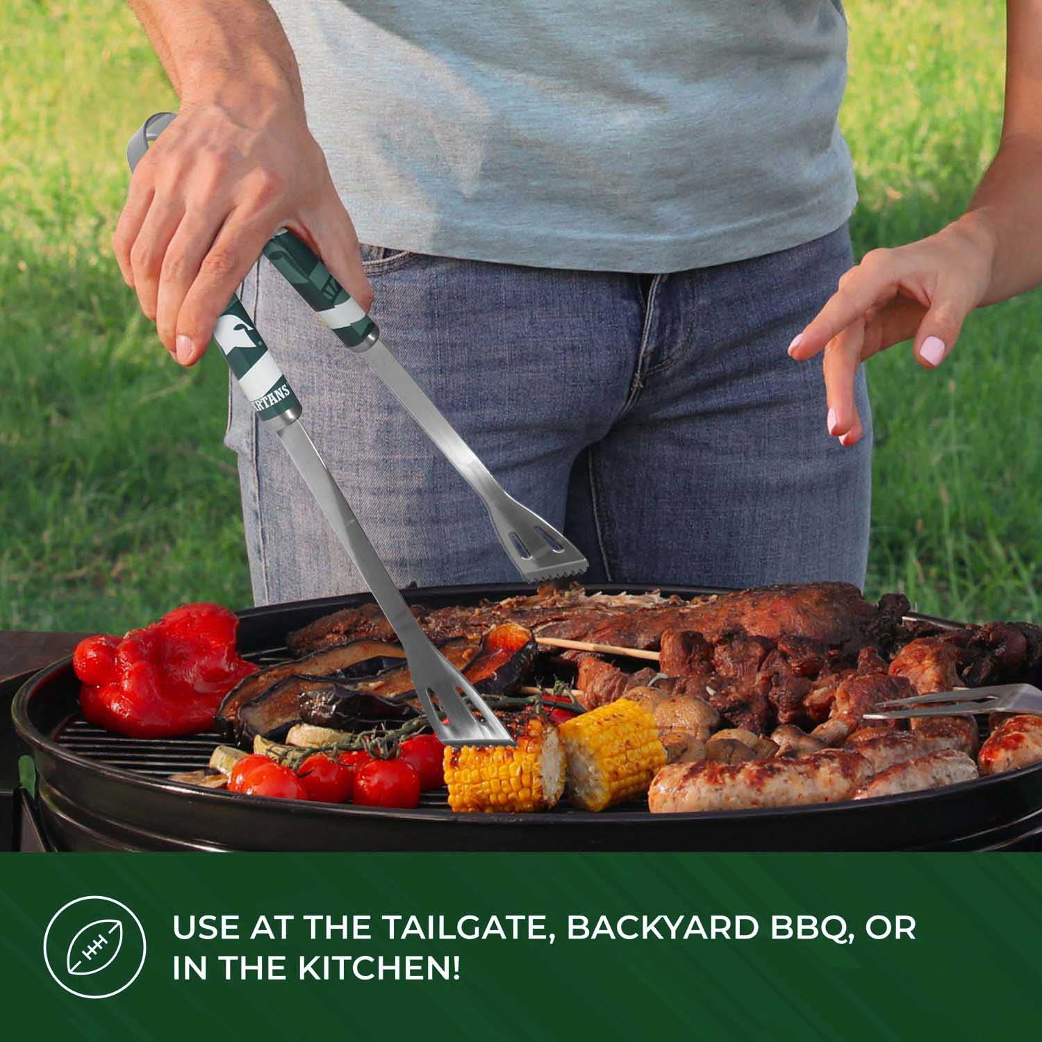 Siskiyou Collegiate University 2-Piece BBQ Grill Tool Set with Magnetic Chip Clips - Perfect for Tailgating, College Parties & Outdoor Cooking