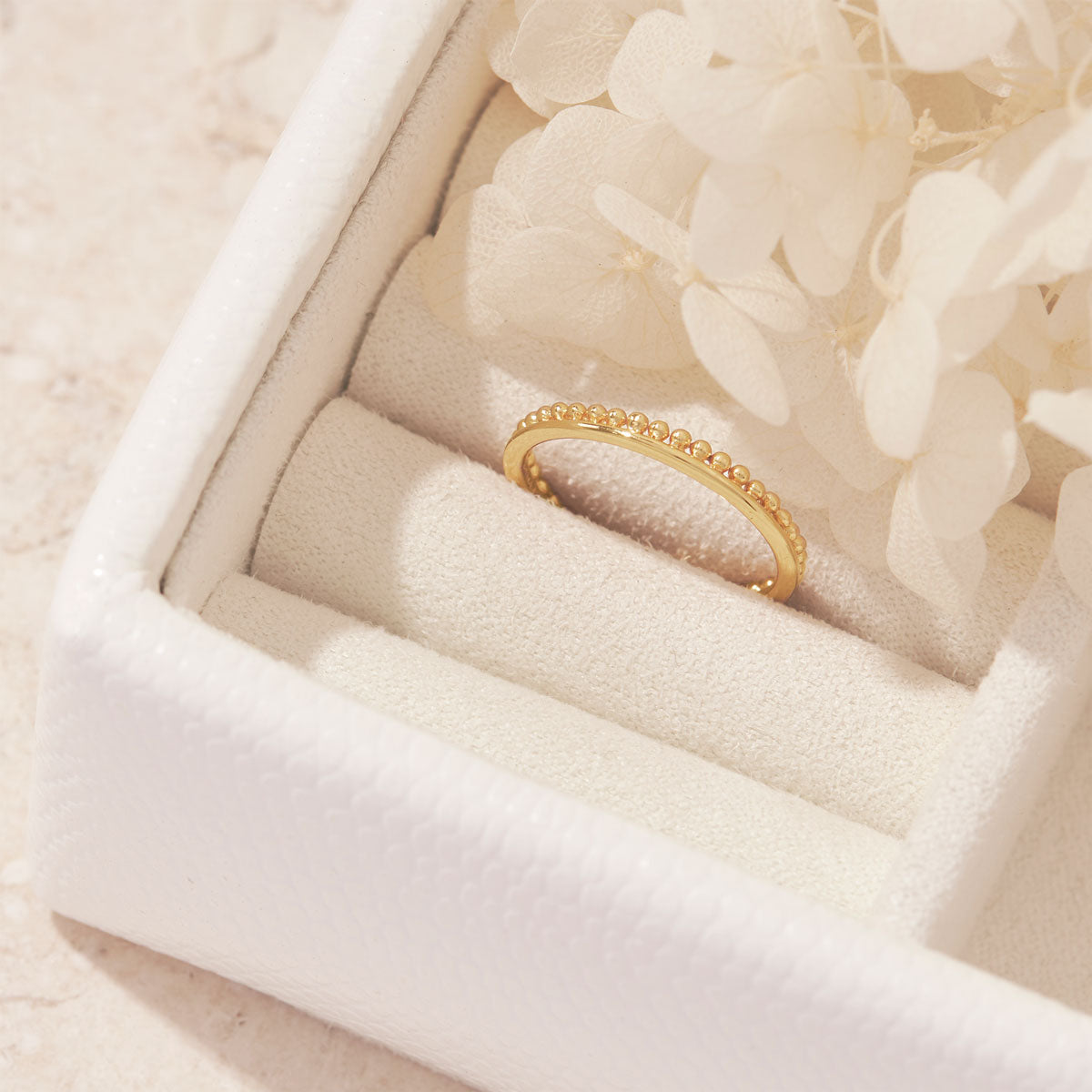 Dainty Gold Beaded Stacker Ring for Women - Elegant Layering Jewelry for Everyday Wear, Gift Giving & Special Occasions