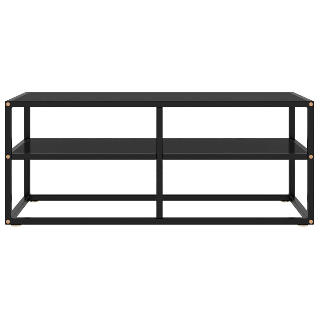 Modern Minimalist TV Stand with Black Glass - 39.4