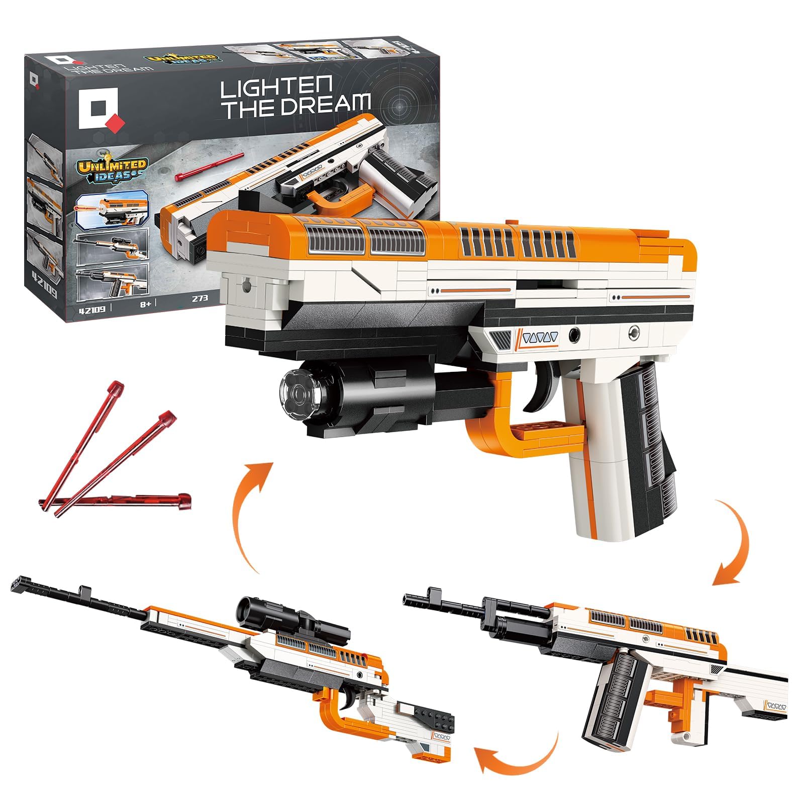 3-in-1 DIY Gun Building Blocks Kit - 272 Pcs Military Weapon Model Set with Launch Function, Compatible with Lego Technic for Kids Ages 8+ | Creative Play, STEM Learning & Collectible Display