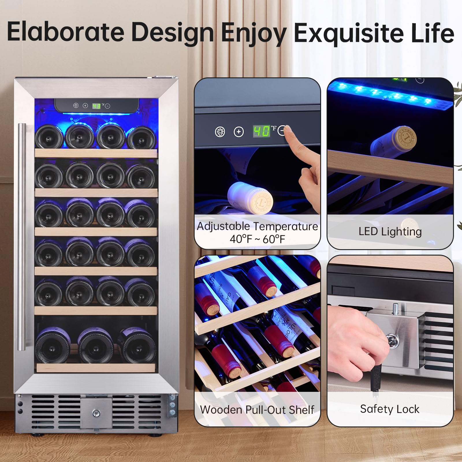 GARVEE 30 Bottle Wine Cooler Refrigerator - Digital Temperature Control (40°F-60°F) - Perfect for Wine Collectors & Home Bars - Ideal for Storing Red, White & Sparkling Wines