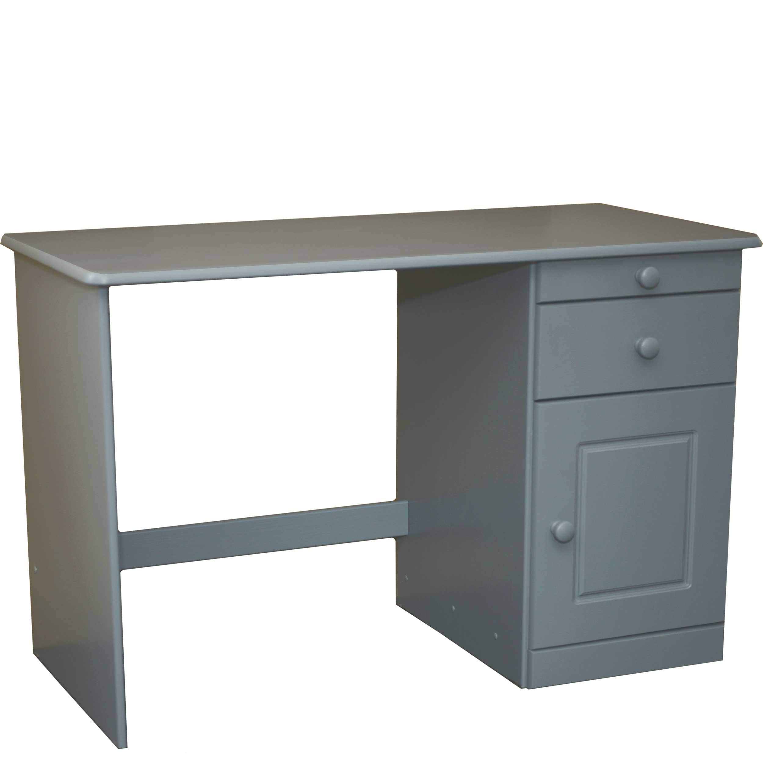 Henry Solid Wood Soft Close Drawers Desk - Gray Office Writing Table with Smooth Gliding Drawers | Perfect for Home Office, Study Room & Workspace Organization