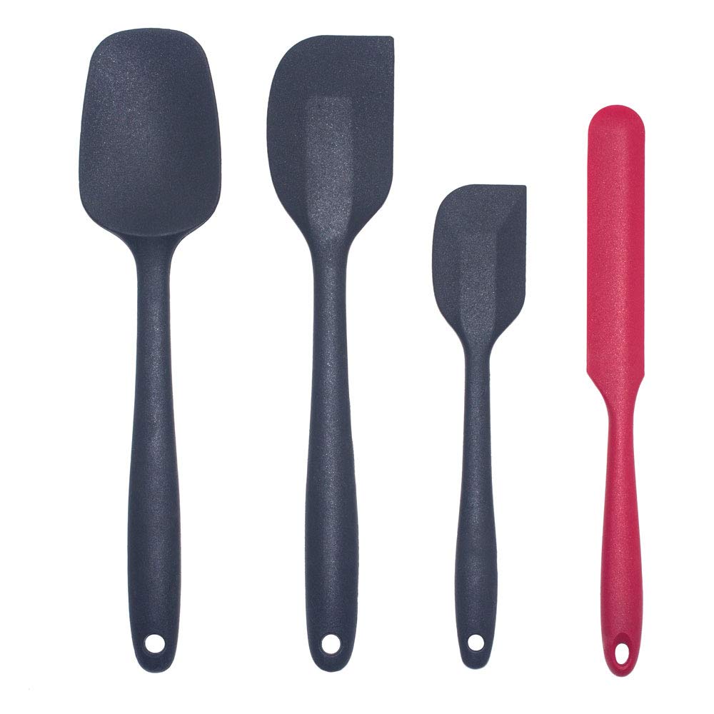 4-Piece Heat-Resistant Silicone Spatula Set for Cooking & Baking | Non-Stick Kitchen Utensils with Ergonomic Handle | Dishwasher Safe Mixing Spoon & Scraper | Perfect for Cake Decorating, Cookie Dough & Pancake Flipping
