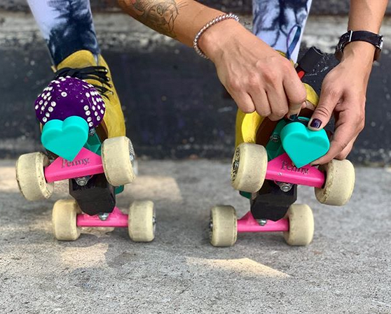 Premium Grindstone Heartstopper Toe Stops - Turquoise Tejas Roller Skate Stoppers for Derby, Artistic & Outdoor Skating