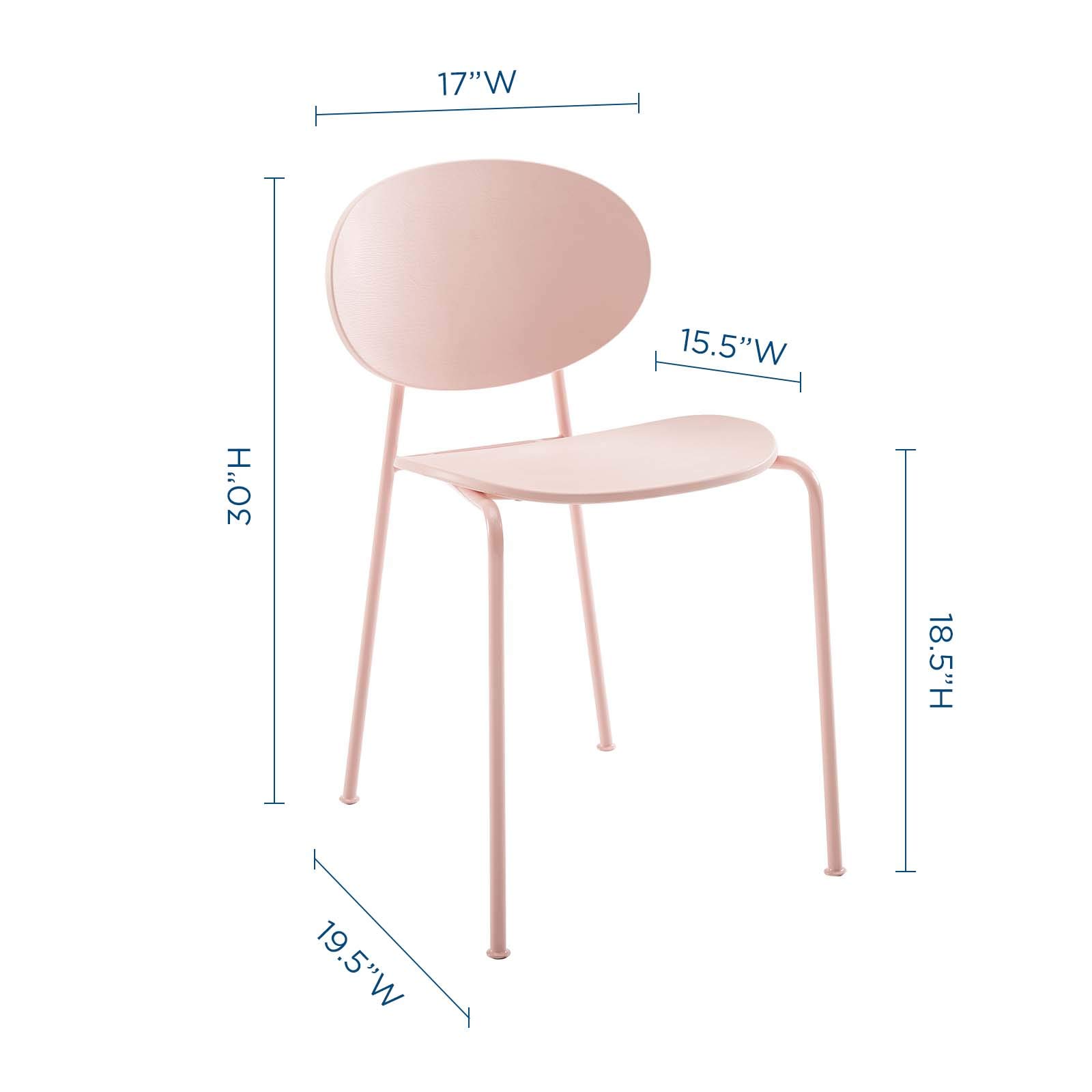 Modway Palette Modern Molded Plastic Accent Dining Chair in Pink - Set of 2 - Fully Assembled - Comfortable Stackable Chairs for Kitchen, Dining Room, Patio & Outdoor Use