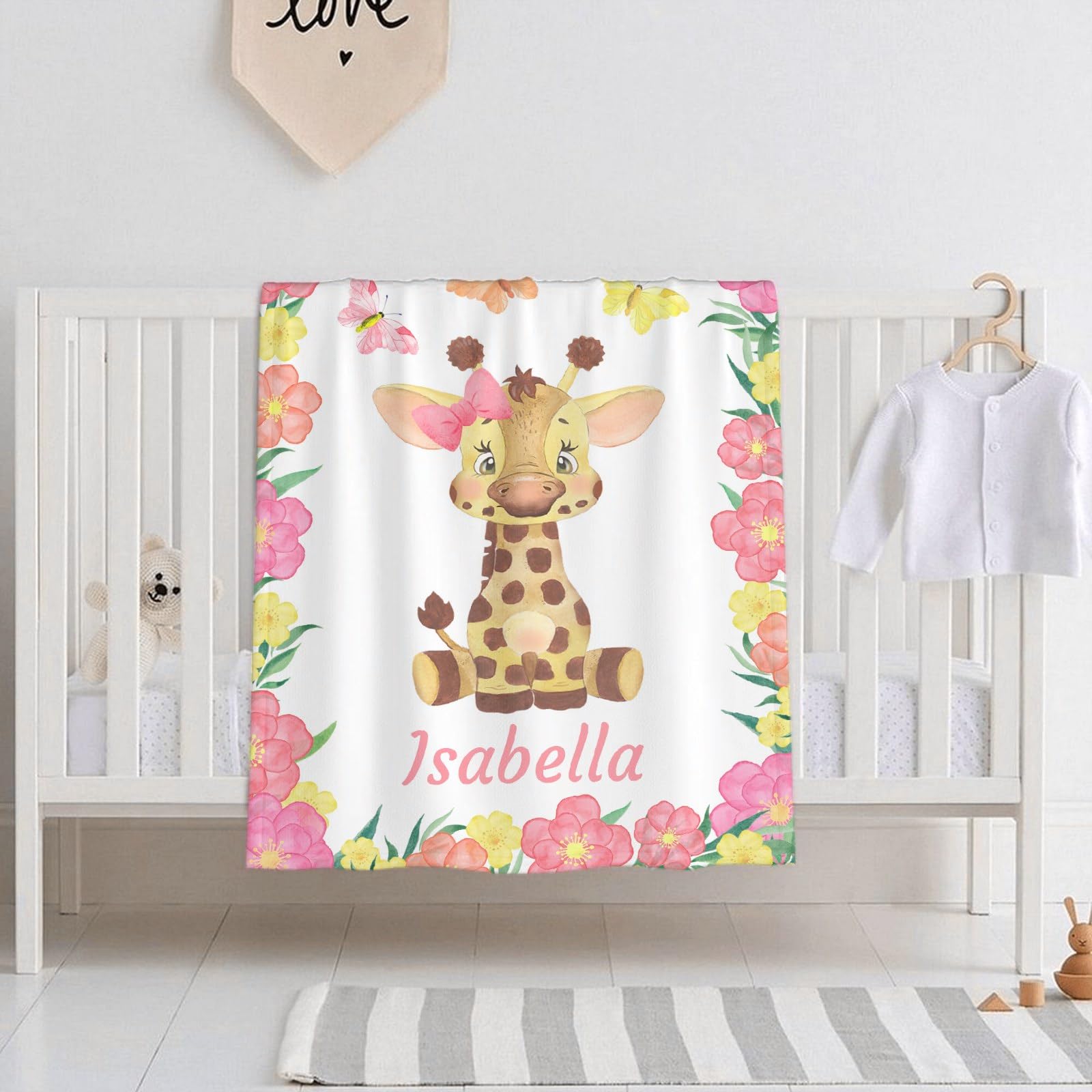 Personalized Baby Blankets for Girls & Boys - Custom Name Baby Blanket Gift Set | Soft Cozy Fleece Throw Blanket with Cute Deer Design | XL Newborn Bed Quilt for Nursery, Stroller & Family Cuddles