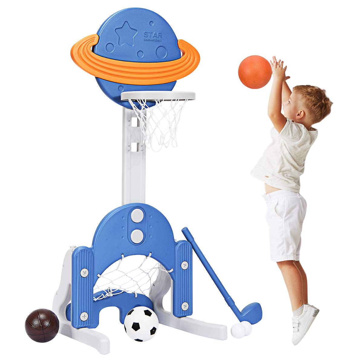 Costzon Adjustable Kids Basketball Hoop Set - Indoor/Outdoor Sports Toy for Toddlers - Best Gift for Boys & Girls