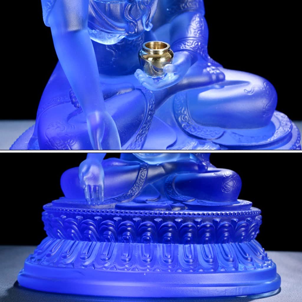 Hand-Blown Glass Buddha Statue - Zen Meditation Sculpture for Home & Office Decor, Exquisite Craftsmanship, Perfect Gift for Meditation & Mindfulness (Blue) - Ideal for Yoga Studios, Meditation Spaces & Spiritual Gifts