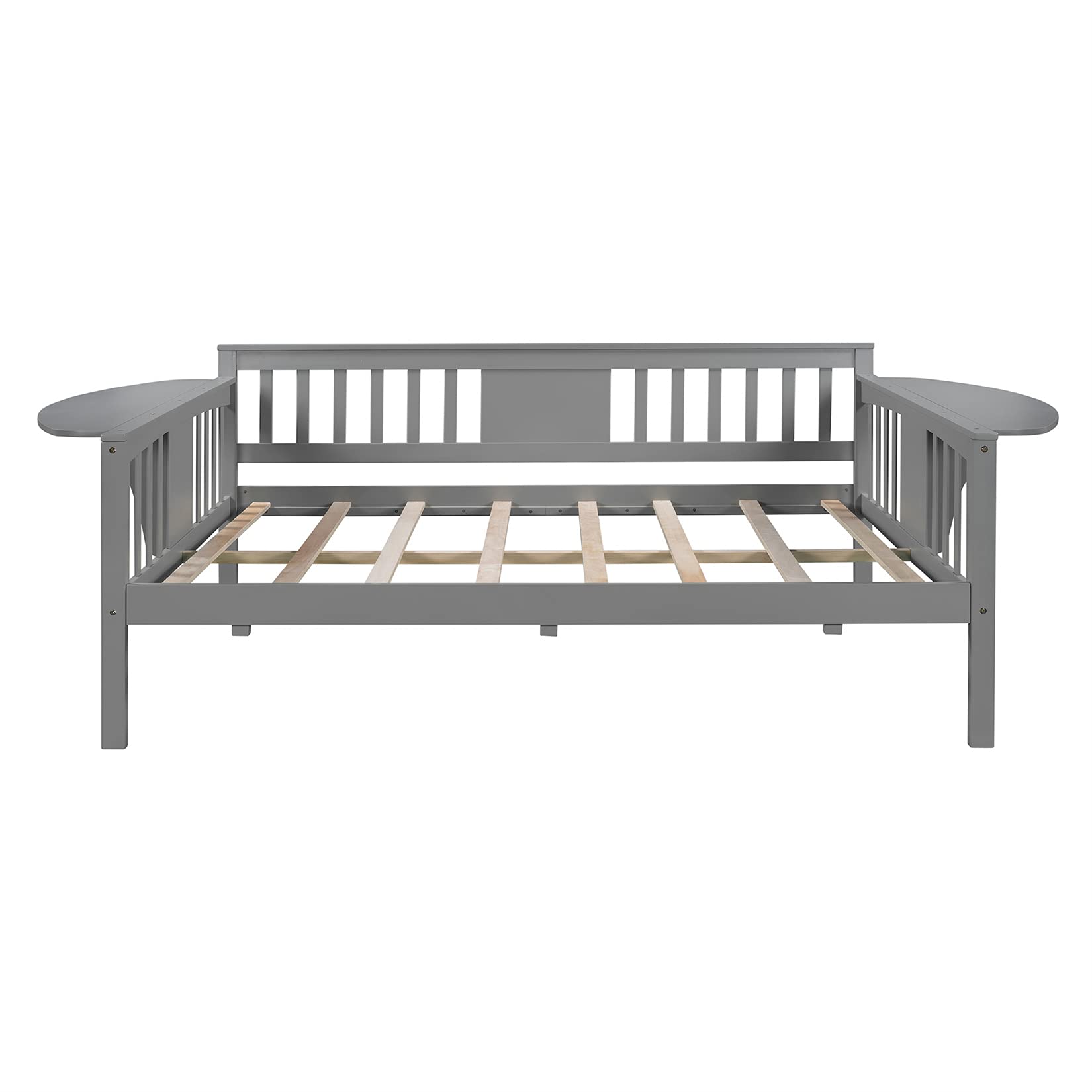 Full Size Daybed with Wood Frame for Kids & Adults - Convertible Sofa Bed for Bedroom & Living Room - Gray - Perfect for Guest Rooms, Small Spaces & Lounge Areas