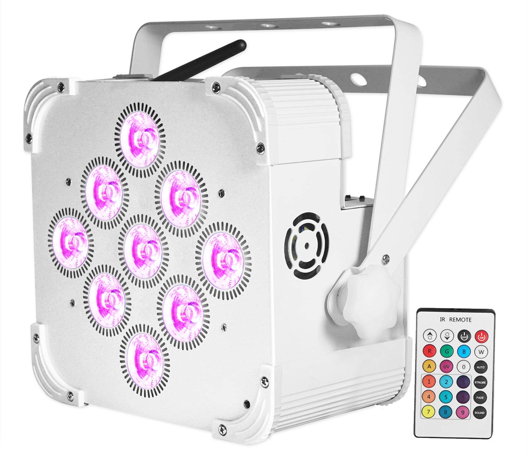 Rockville 4-Pack PAR 60 White LED Rechargeable Wash Lights with Wireless DMX Controller - Stage Lighting for Concerts, DJ Shows & Events