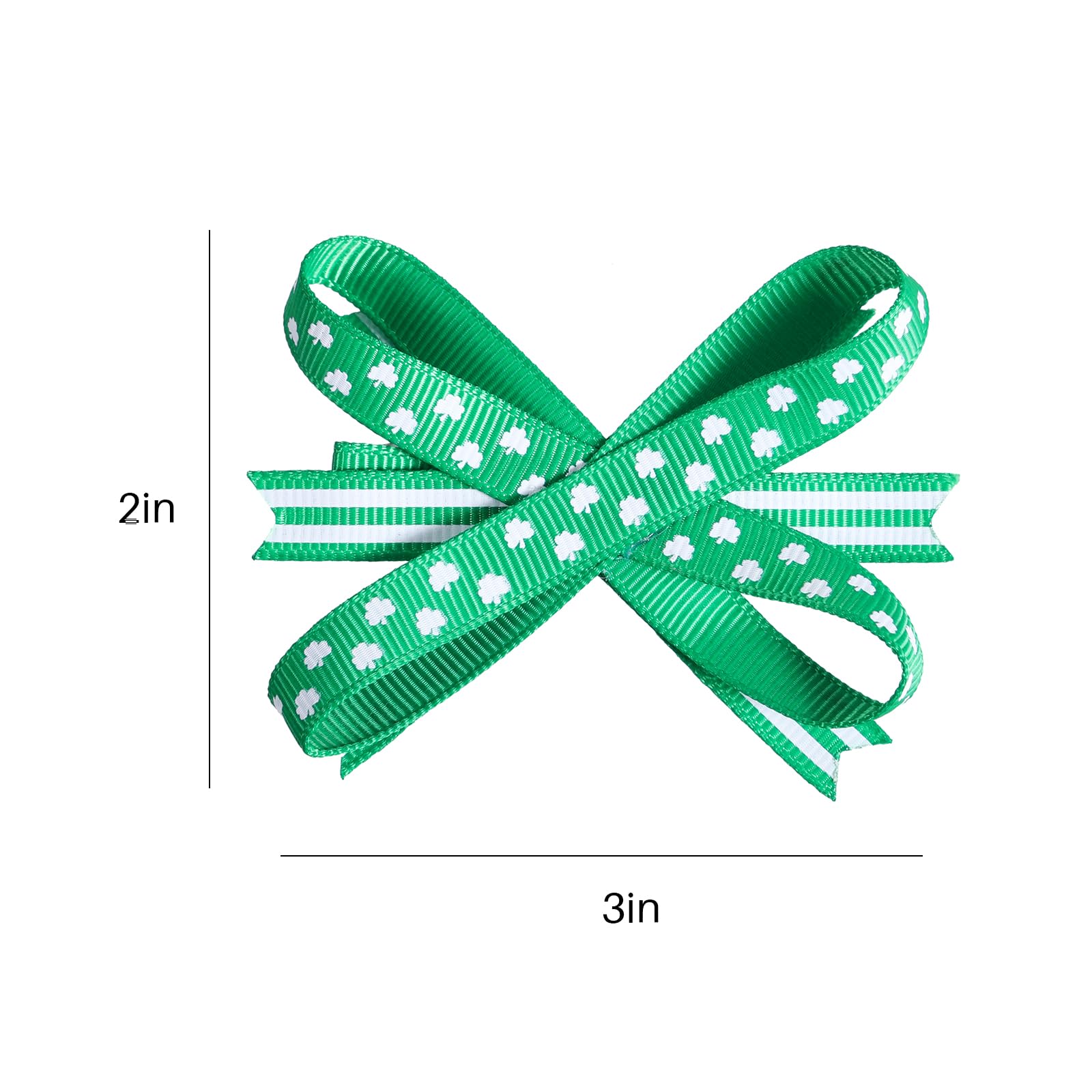 St. Patrick's Day Hair Bow Clips - Shamrock Alligator Barrettes, Irish Green Clover Hair Pins for Women, Girls, Teens & Toddlers - Perfect for St. Patty's Day Parties, Costumes & Cheerleading Accessories