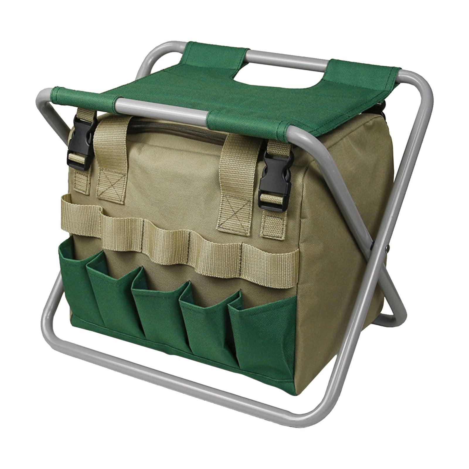 **Kavolet Heavy Duty Garden Tool Bag with Folding Stool - Large Capacity Detachable Canvas Storage Organizer for Gardening, Lawn & Yard Tools - Perfect for Outdoor Work, Landscaping & DIY Projects**